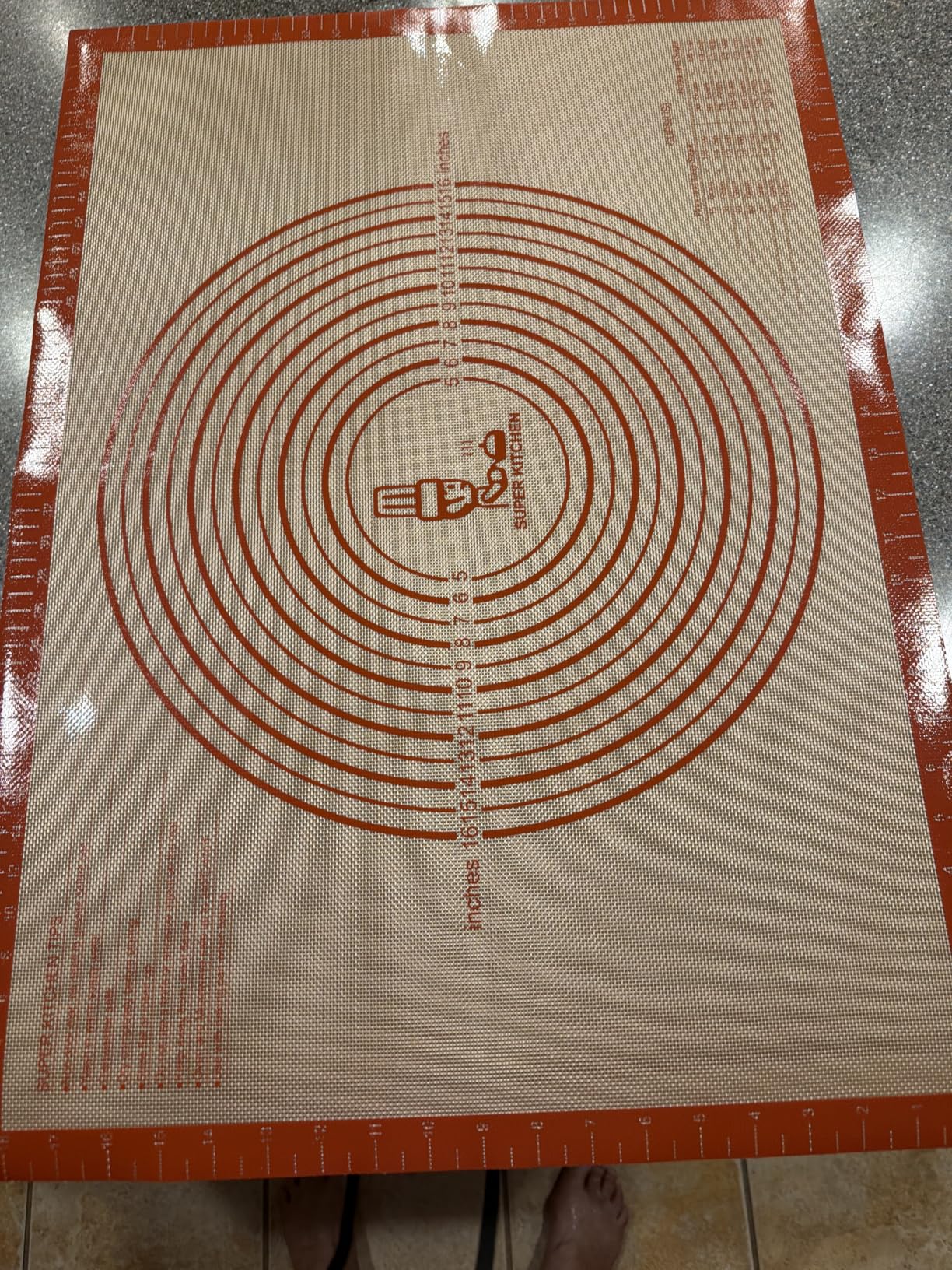 Non-slip Silicone Pastry Mat Extra Large with Measurements 28''By 20'' for Silicone Baking Mat, Counter, Dough Rolling, Oven Liner,Fondant/Pie Crust By Folksy Super Kitchen Red customer photo 2