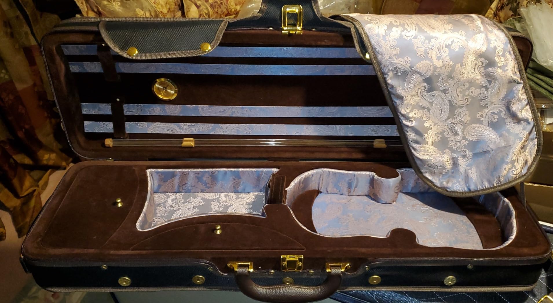 Paititi PTVNQF28 4/4 Full Size Professional Oblong Shape Lightweight Violin Hard Case, Black/Brown customer photo 1