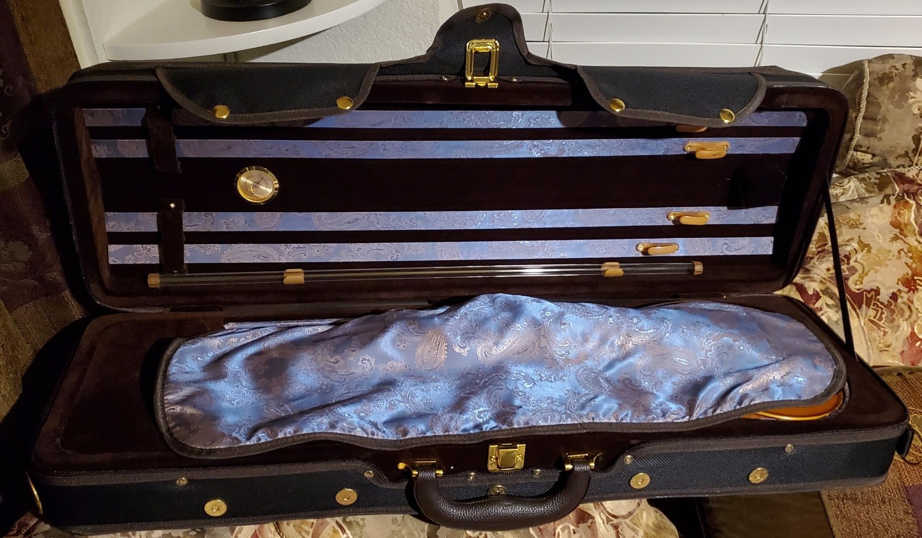 Paititi PTVNQF28 4/4 Full Size Professional Oblong Shape Lightweight Violin Hard Case, Black/Brown customer photo 2