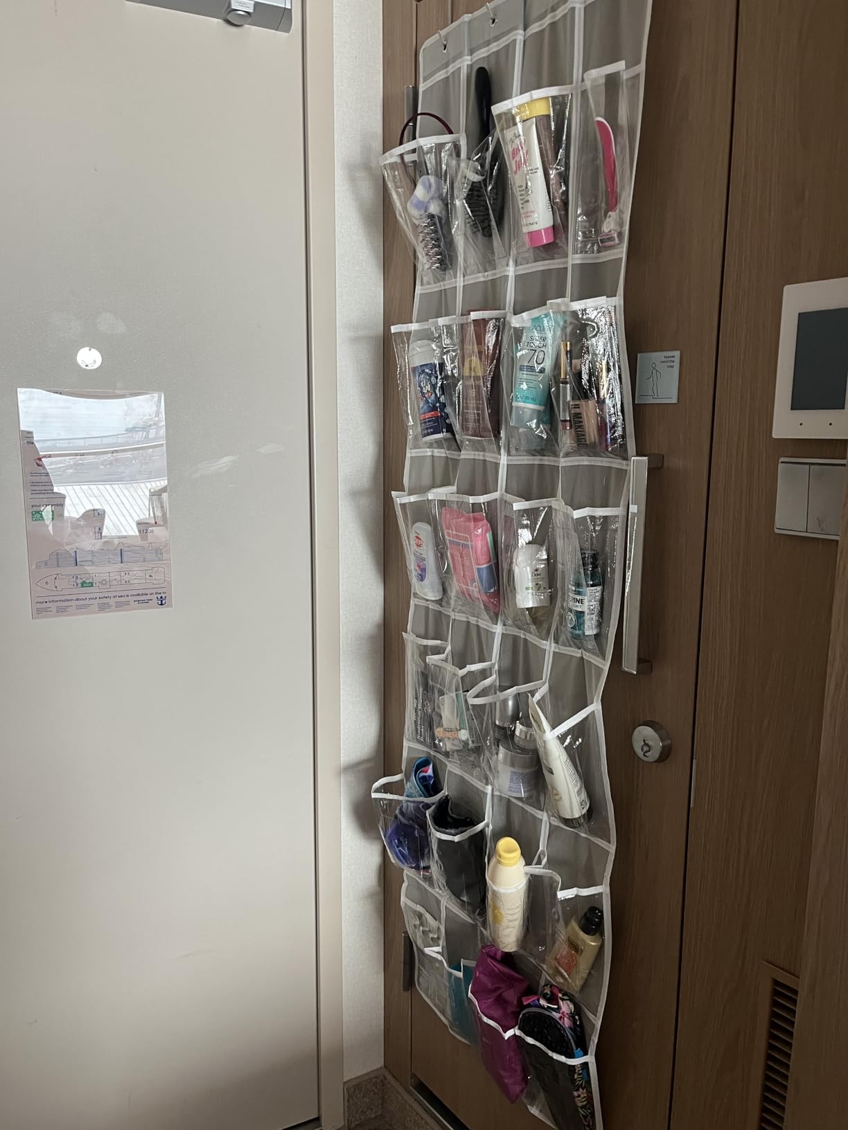 Simple Houseware 24 Pockets - Crystal Clear Over The Door Hanging Shoe Organizer, Gray (64'' x 19'') customer photo 2
