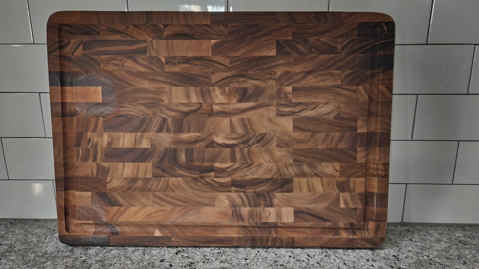 Ironwood Gourmet Charleston End Grain Board with Channel, Acacia Wood Brown 20 x 14 Inches | Knife Friendly End Grain | Beautiful Acacia Wood | Large Board for Cutting, Carving & Serving | Mess Free Juice Channel customer photo 2