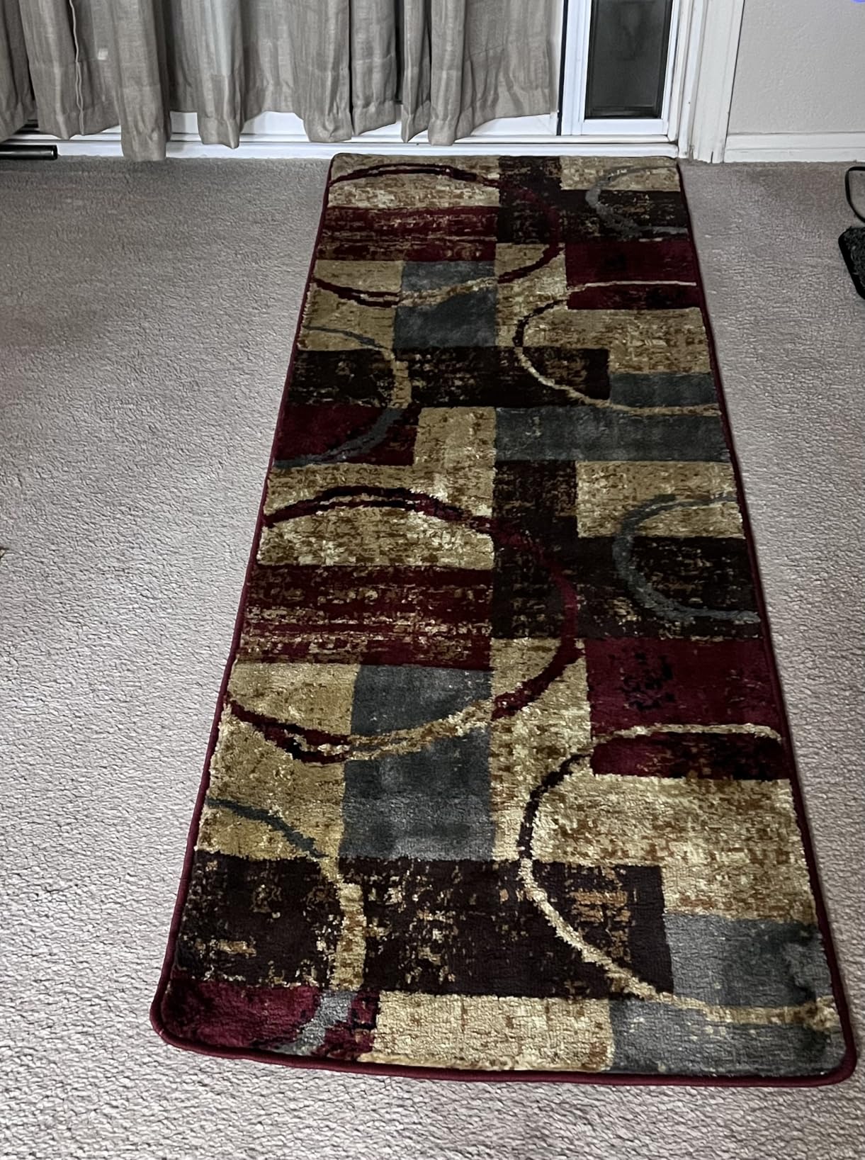 Unique Loom Barista Collection Modern, Abstract, Vintage, Distressed, Urban, Geometric, Rustic, Warm Colors Area Rug (5' 0 x 8' 0, Multi/Beige) customer photo 1