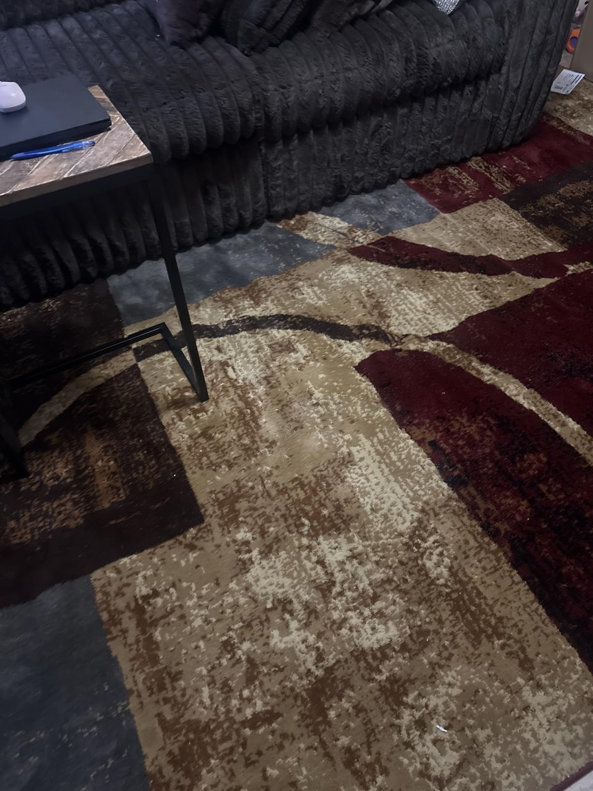 Unique Loom Barista Collection Modern, Abstract, Vintage, Distressed, Urban, Geometric, Rustic, Warm Colors Area Rug (5' 0 x 8' 0, Multi/Beige) customer photo 2