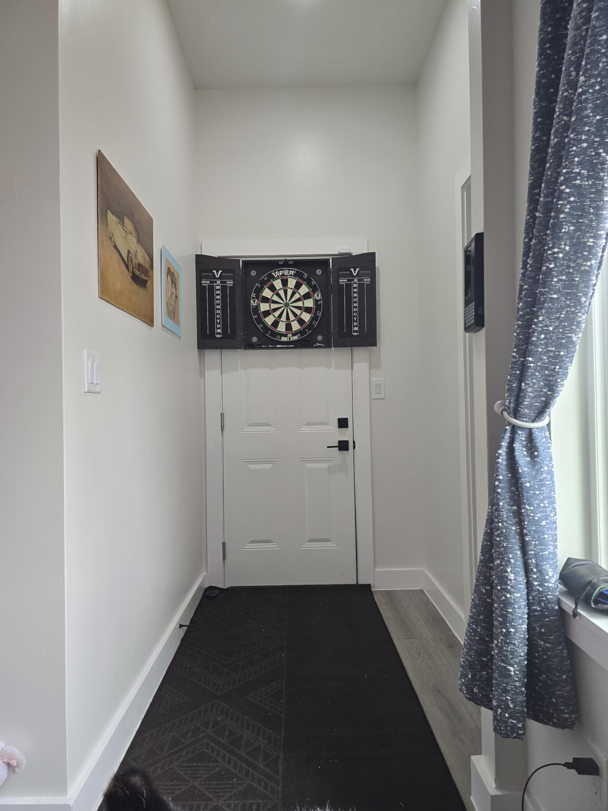 Viper Vault Cabinet & Shot King Sisal/Bristle Dartboard Ready-to-Play Bundle with Two Sets of Steel-Tip Darts, Throw Line, and Dry Erase Scoreboards, Walnut Finish customer photo 1