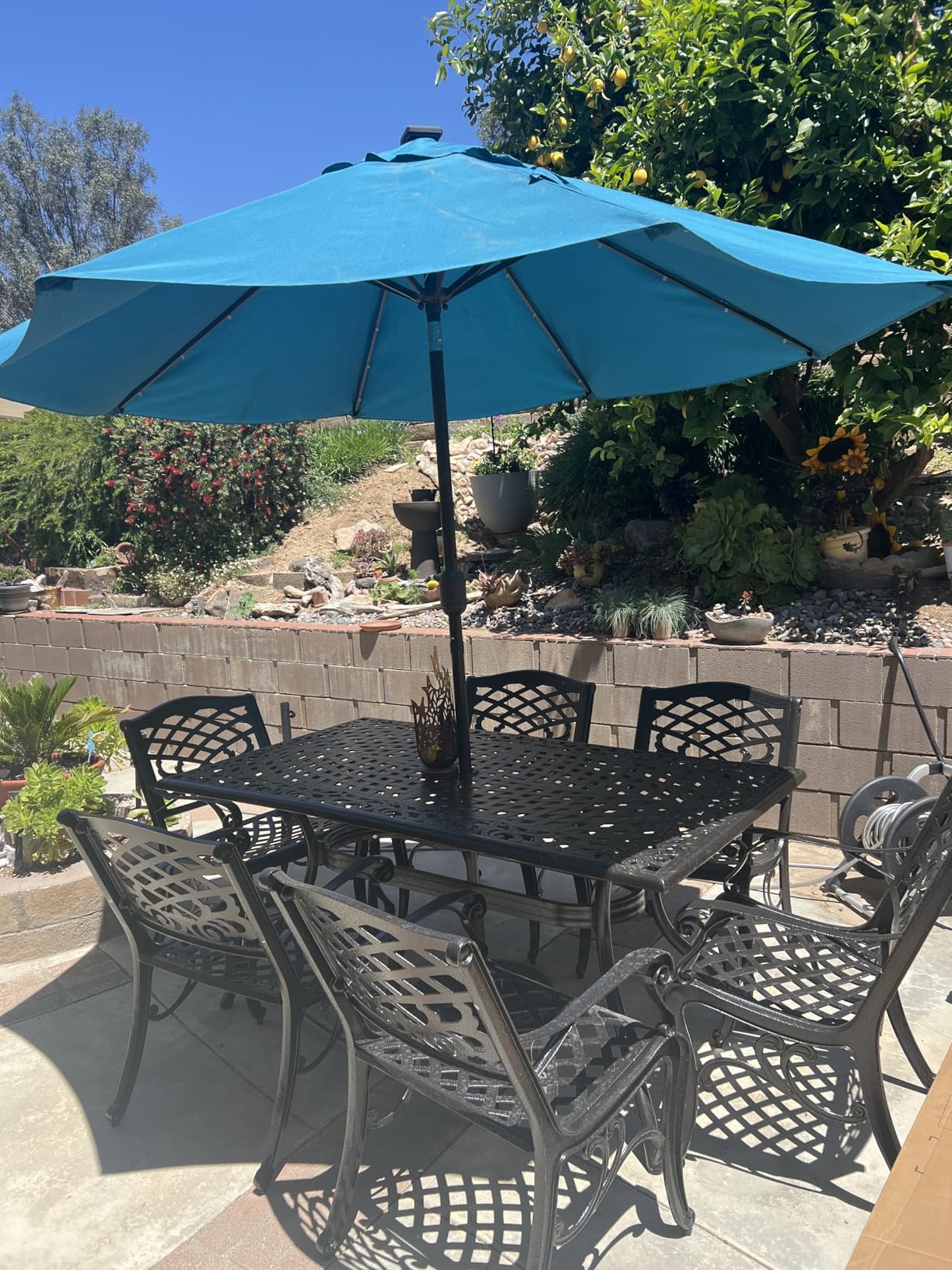 Christopher Knight Home Hallandale Outdoor Sarasota Cast Aluminum Rectangular Dining Set, 7-Pcs Set, Hammered Bronze customer photo 2