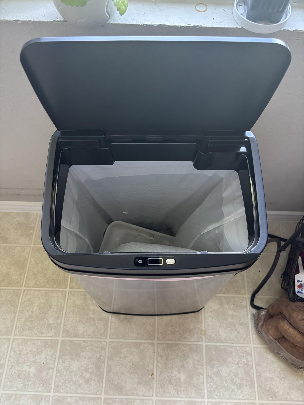 Ninestars 13 Gallon Automatic Trash Can, 50L Touchless Motion Sensor Garbage Can with Odor-Sealing Lid, Rectangular Stainless Steel, Silver Trim customer photo 2