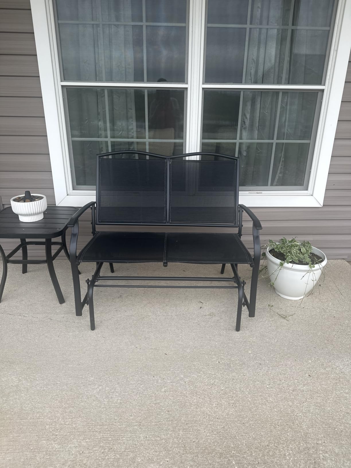 Best Choice Products 2-Person Outdoor Patio Swing Glider Steel Bench Loveseat Rocker for Deck, Porch w/Textilene Fabric, Steel Frame - Brown customer photo 1