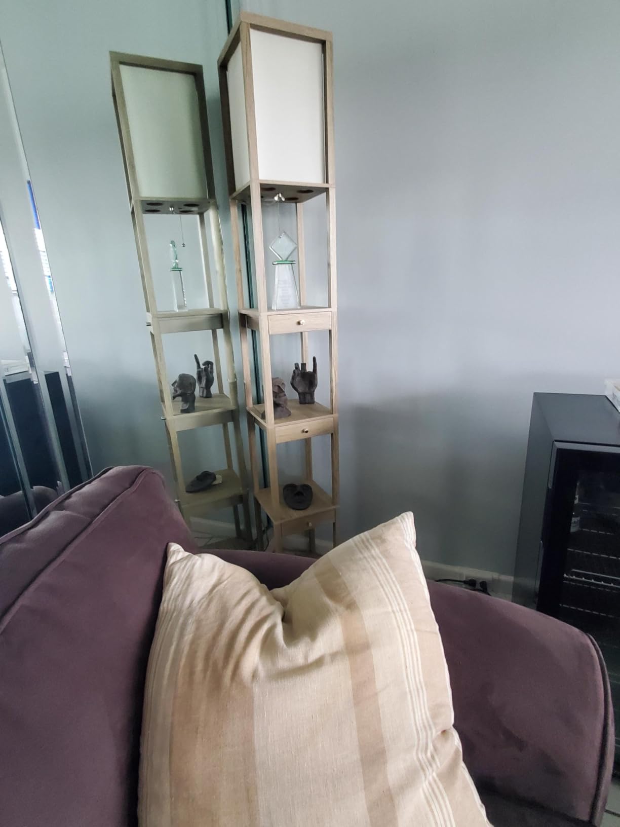 Brightech Maxwell Drawer Edition - Modern Shelf Floor Lamp with Drawer - Corner Display Floor Lamps with Shelves for Living Room, Bedroom and Office - Havana Brown customer photo 2