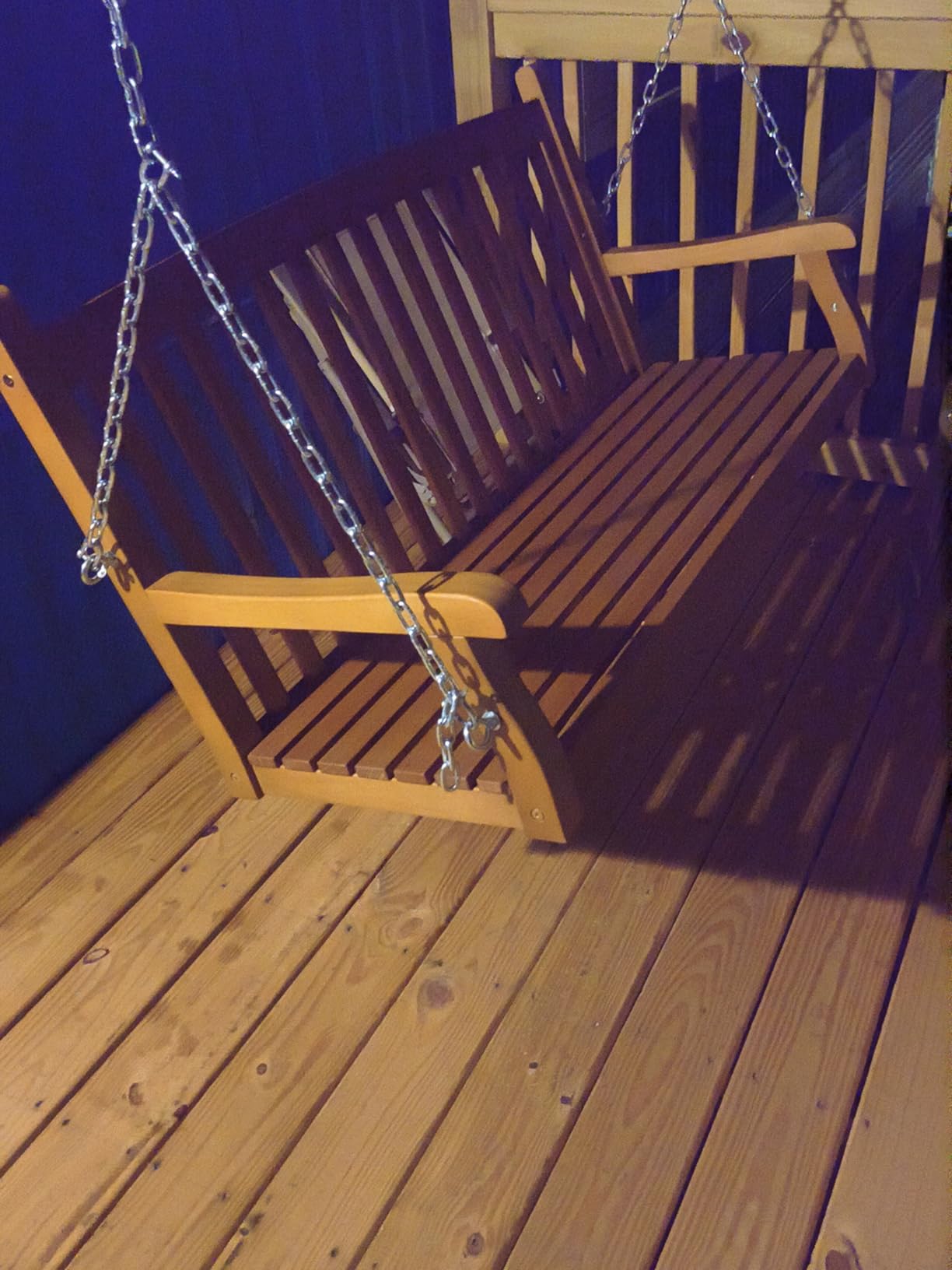 Best Choice Products 48in Wood Porch Swing Outdoor Patio Hanging Bench Chair Furniture for Deck, Garden, Yard w/Mounting Chains, Curved Back Design, 500lb Weight Capacity - Brown customer photo 2