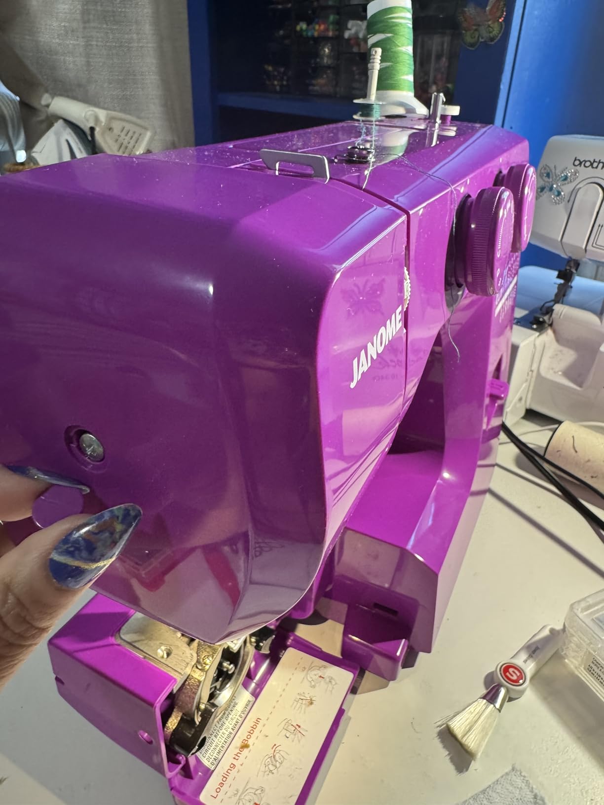 Janome Blue Couture Easy-to-Use Sewing Machine with Interior Metal Frame, Bobbin Diagram, Tutorial Videos, Made with Beginners in Mind customer photo 2