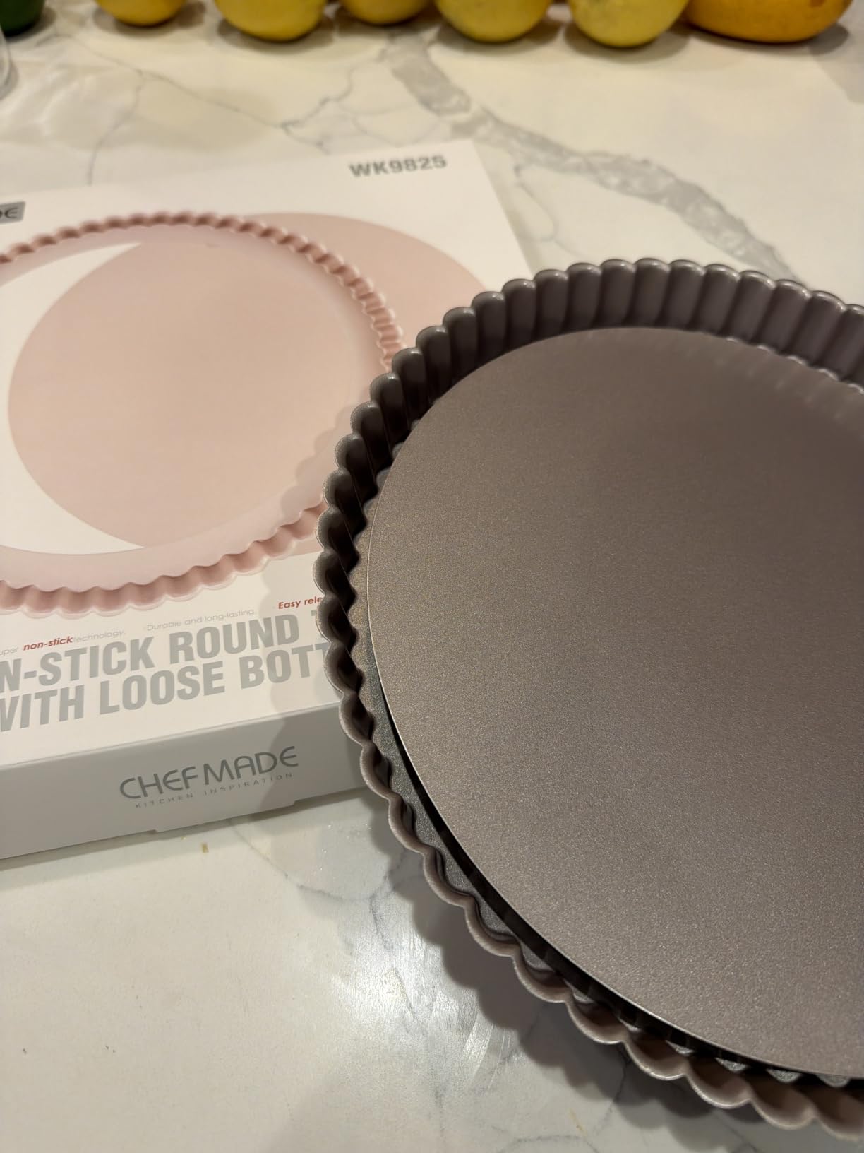 CHEFMADE 9.5-Inch Round Tart Pan with Removable Loose Bottom, Non-Stick Carbon Steel Quiche Pan for Oven Baking (Champagne Gold) customer photo 2