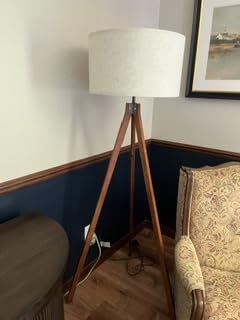 LEPOWER Tripod Floor Lamp Mid Century Modern Standing Lamps for Living Room | Light-Diffusing Linen Shade, Premium Rubberwood Tripod with E26 Base, Adding Warmth to Bedroom, Office and Study Corner customer photo 1