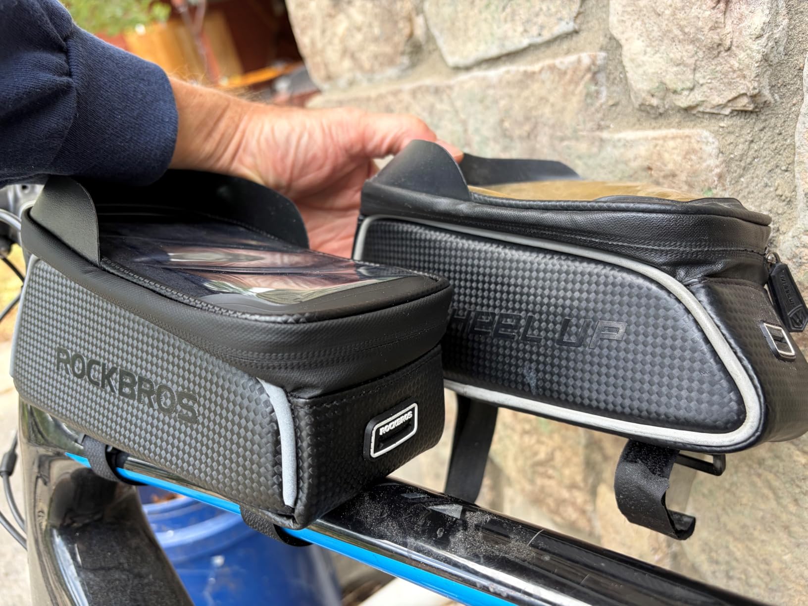 ROCKBROS Bike/Bicycle Phone Front Frame Bag, Waterproof, Tube Bag,Cycling Pouch, E-Bike Accessories for Men Compatible Phone Under 7