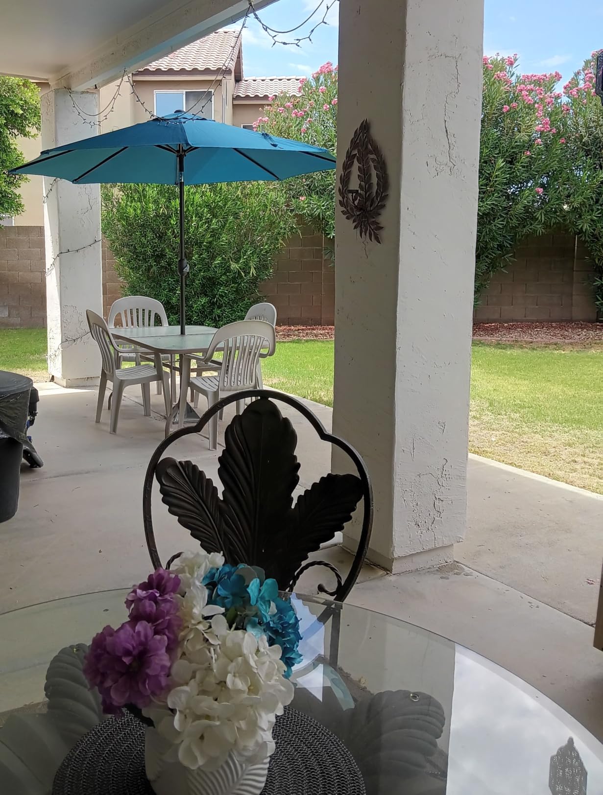 Blissun 9' Outdoor Patio Umbrella, Outdoor Table Umbrella, Yard Umbrella, Market Umbrella with 8 Sturdy Ribs, Push Button Tilt and Crank customer photo 1