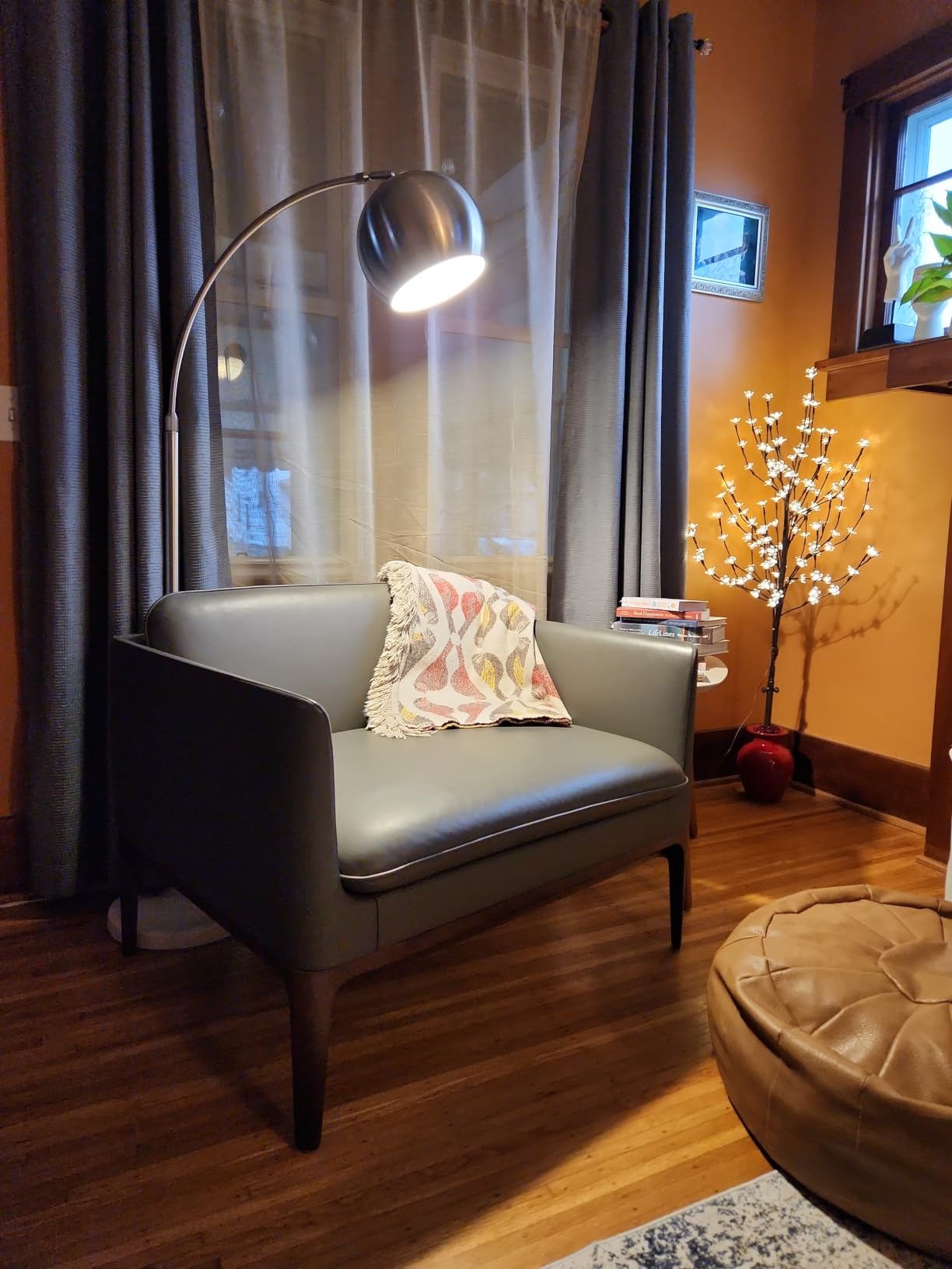 CO-Z Modern Floor Lamp for Living Room, Brushed Nickel Arc Floor Lamp with LED Bulb, Marble Base Contemporary Tall Lamp for Living Room Couch Sofa, Height Up to 69 Inch customer photo 1