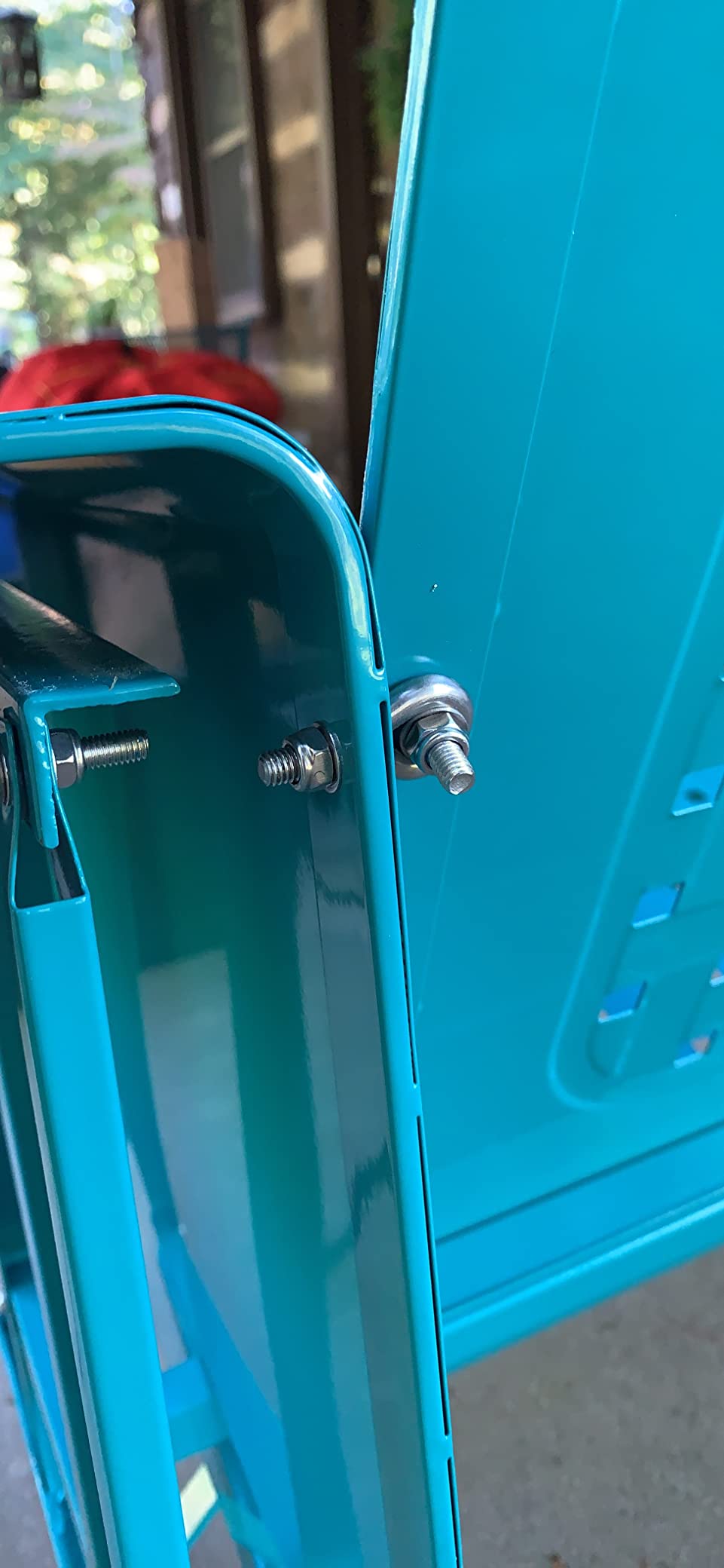 Crosley Furniture Bates Retro Metal Outdoor Sofa Glider, 3-Person Rocking Patio Bench for Porch, Deck, Turquoise Gloss customer photo 2