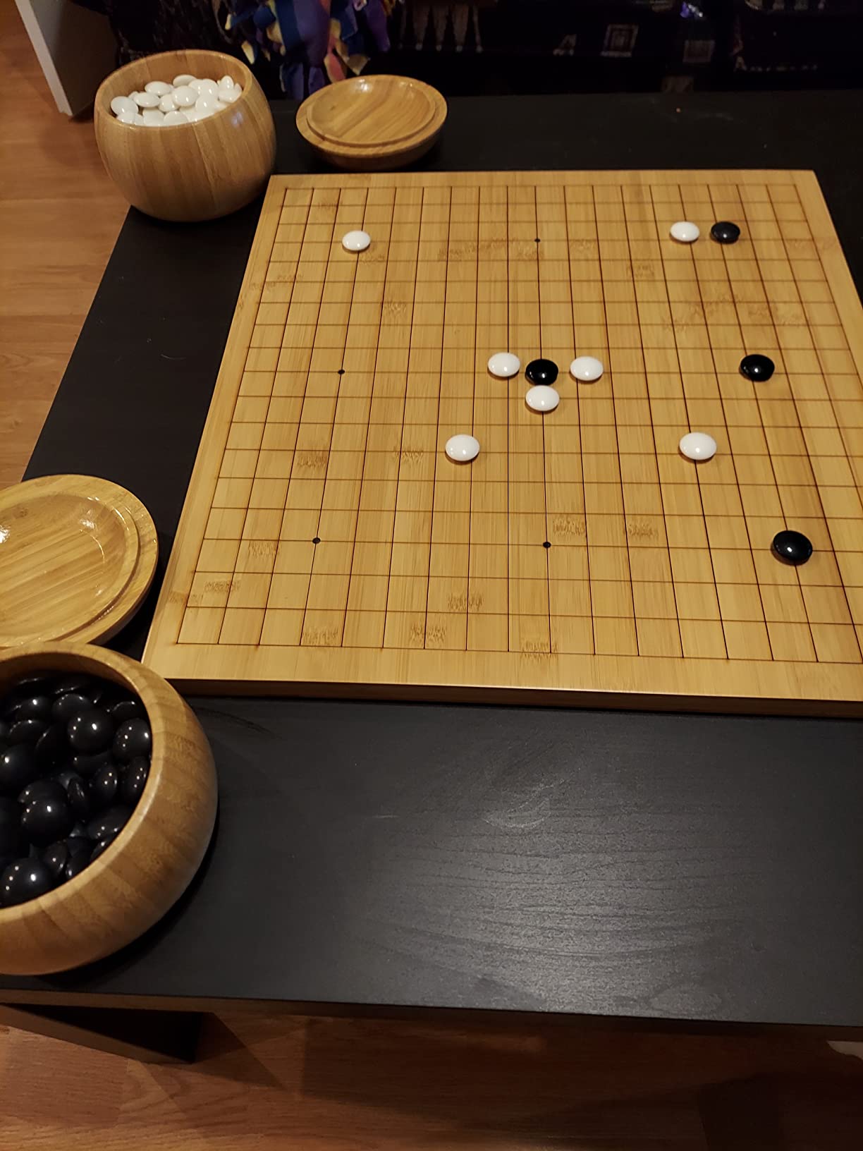Yellow Mountain Imports Bamboo Etched Reversible 19x19 / 13x13 Go Game Set Board (0.8-Inch) with Double Convex Melamine Stones and Bamboo Bowls - Classic Strategy Board Game (Baduk/Weiqi) customer photo 2