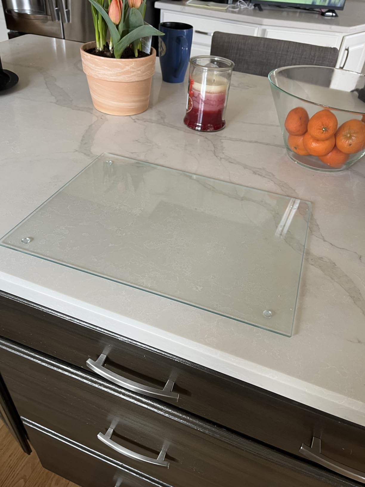 Tempered Glass Cutting Board - Long Lasting Clear Glass - Scratch Resistant, Heat Resistant, Shatter Resistant, Dishwasher Safe. (Large 12x16) customer photo 2