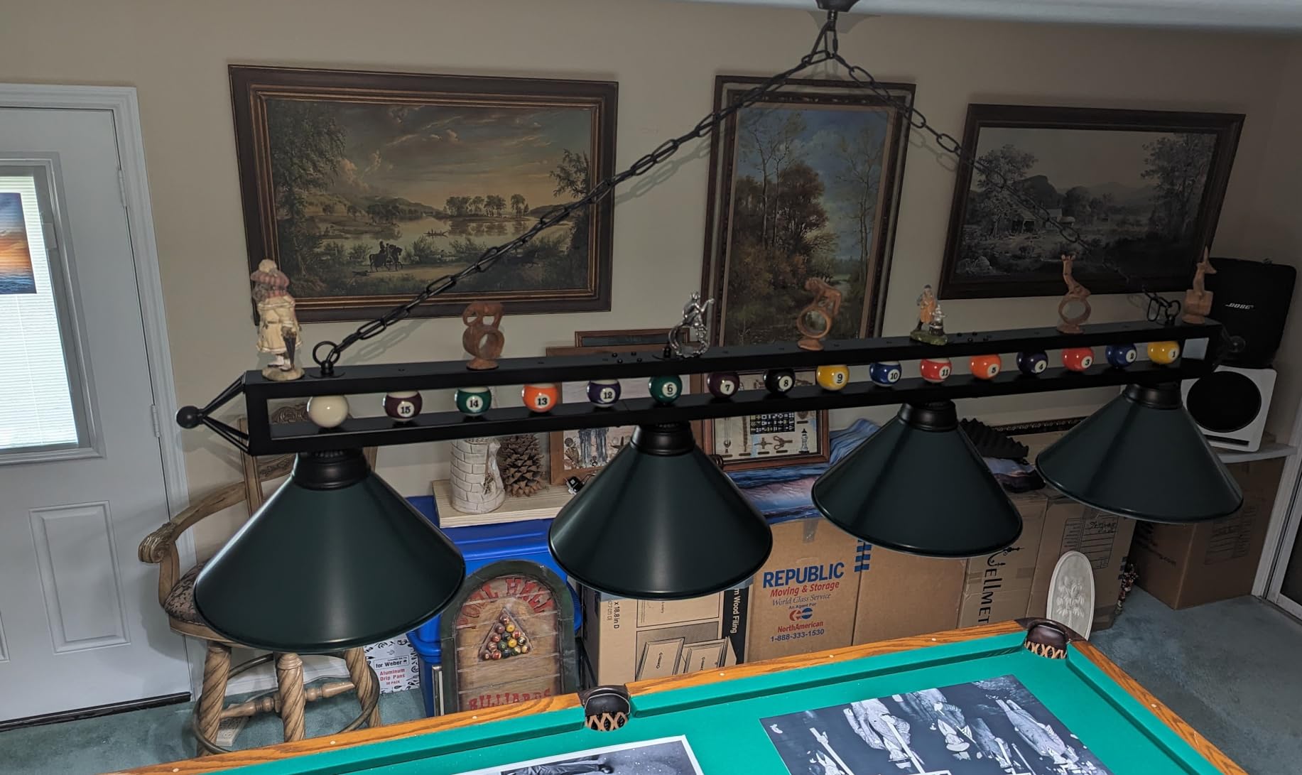 Wellmet Pool Table Light Over Table, 70inch Billiard Lighting Fixture | 4 Lights Industrial Hanging Pendant Light Chandelier for Game Room, Kitchen, Dining Room customer photo 2