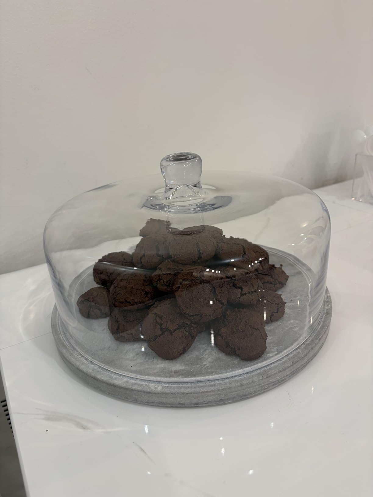 Marble Cake Stand with Glass Dome Cover | 12.5