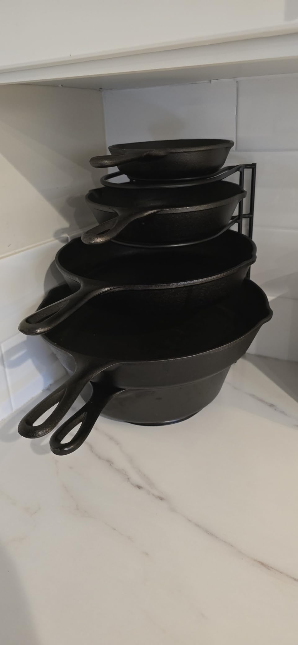 Cuisinel Heavy Duty Pan Organizer - 5 Tier Rack - Holds 50 LB - Holds Cast Iron Skillets, Griddles and Shallow Pots - Durable Steel Construction - Space Saving Kitchen Storage - No Assembly Required customer photo 2