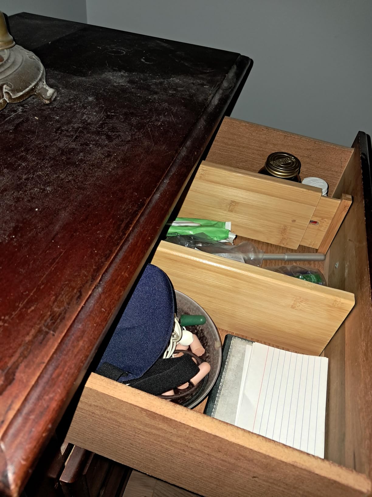 Utoplike 4 pcs Bamboo Kitchen Drawer Dividers Large, Adjustable Drawer Organizers, Spring Loaded, Expandable Organization Works in Kitchen, Dresser, Bathroom, Bedroom, Drawer, Desk customer photo 1