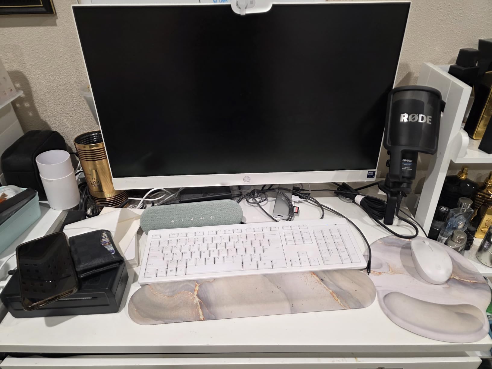 Monitor Stand Riser, Klearlook Foldable, Height Adjustable Computer Stand, Desk Shelf Riser with Storage Drawer & Tablet Phone Stand for Desktop, Laptop (White) customer photo 1
