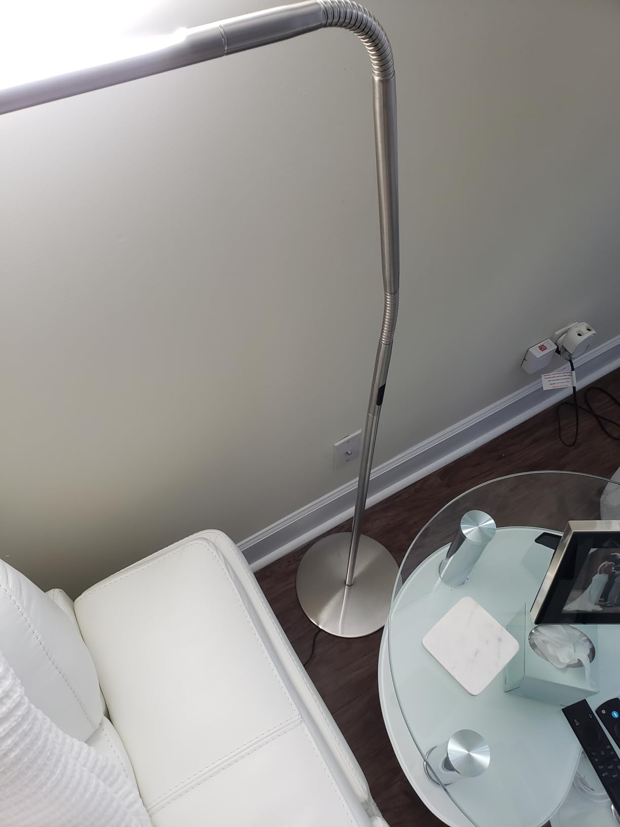 Daylight Company, LLC U35108 Slimline 3 Table Lamp-LED-80 CRI-Eye Care-4 Brightness Levels, 3,000 LUX at 30 cm, 1,065 LUMENS-4 Step DIMMER Mode, Brushed Steel, 25.6 x 30 x .8 customer photo 1