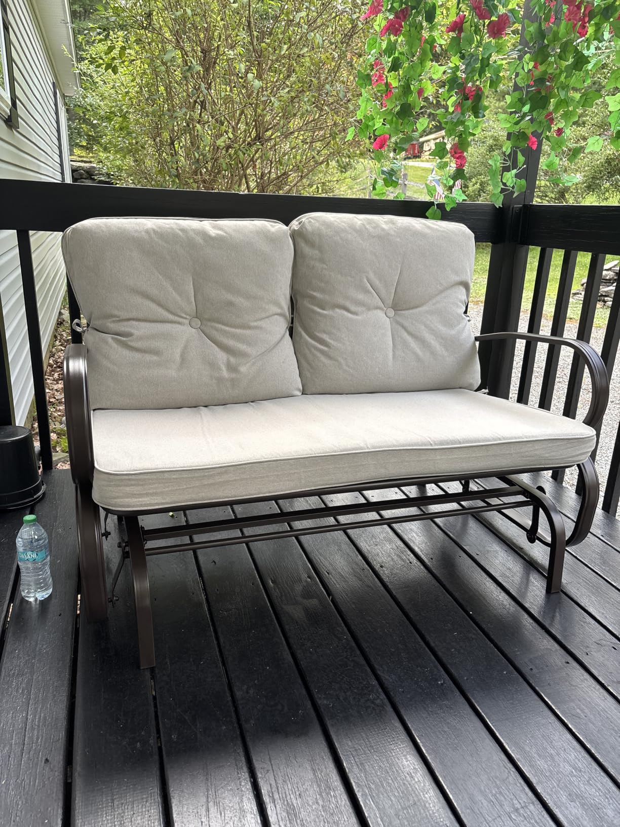 Incbruce Outdoor Swing Glider Rocking Chair Patio Bench for 2 Person, Garden Loveseat Seating Patio Steel Frame Chair Set with Cushion, Peacock Blue customer photo 1