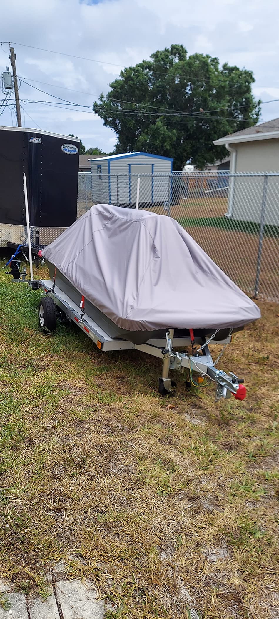 Leader Accessories Molded Pond Boat Cover Fits 8'-10'L Pond or Bass Boats | Fits Pond Prowler, Bass Raider, Pelican 8-10ft Small Boats, UV Resistant Boat Cover, Elastic Hem, Storage Bag Included, Grey customer photo 2
