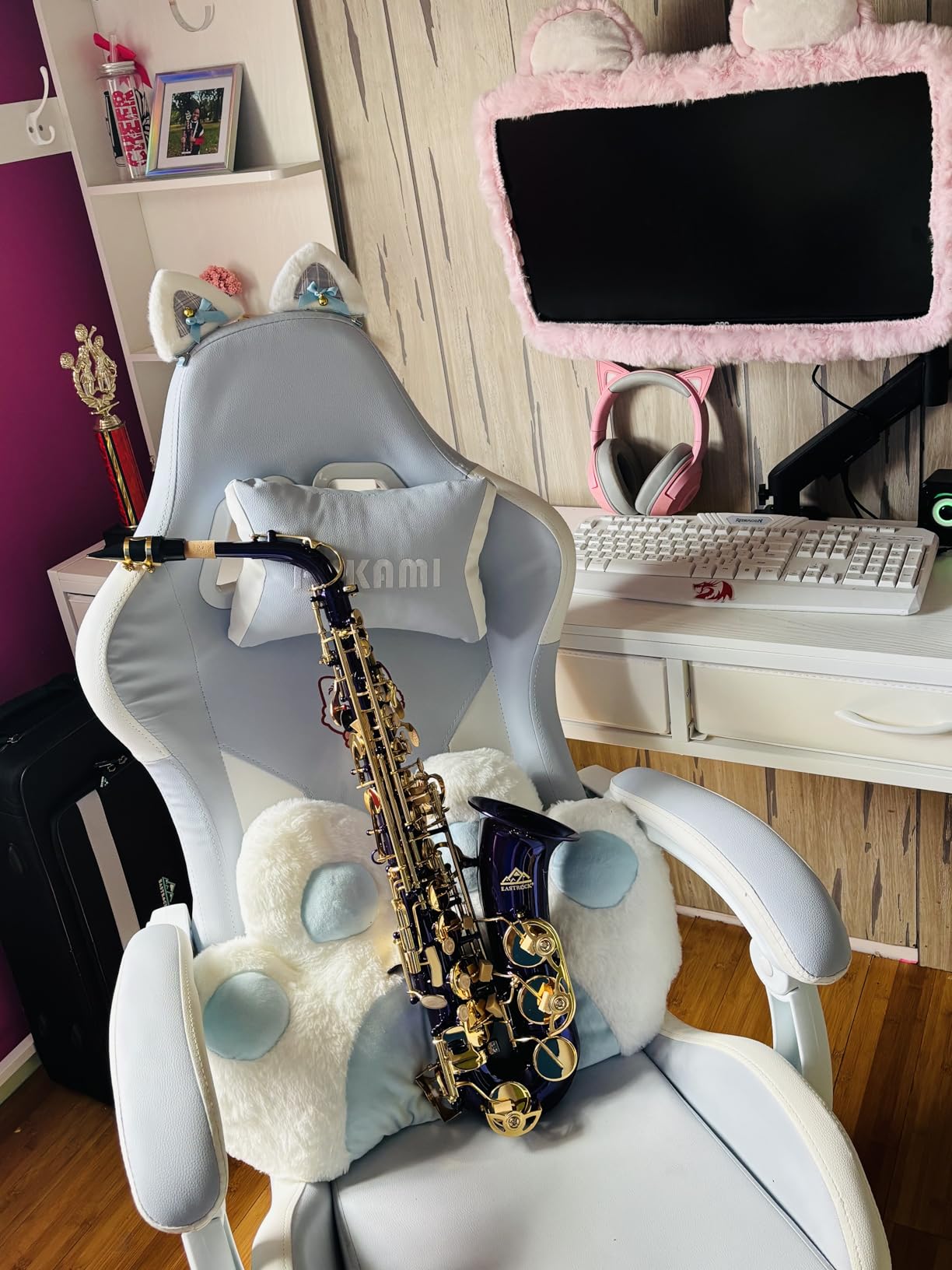EASTROCK Alto Saxophone Gold E Flat Sax Full Kit for Students Beginner with Carrying Case,Mouthpiece,Mouthpiece Cushion Pads,Cleaning Cloth&Cleaning Rod,White Gloves,Neck Strap customer photo 1