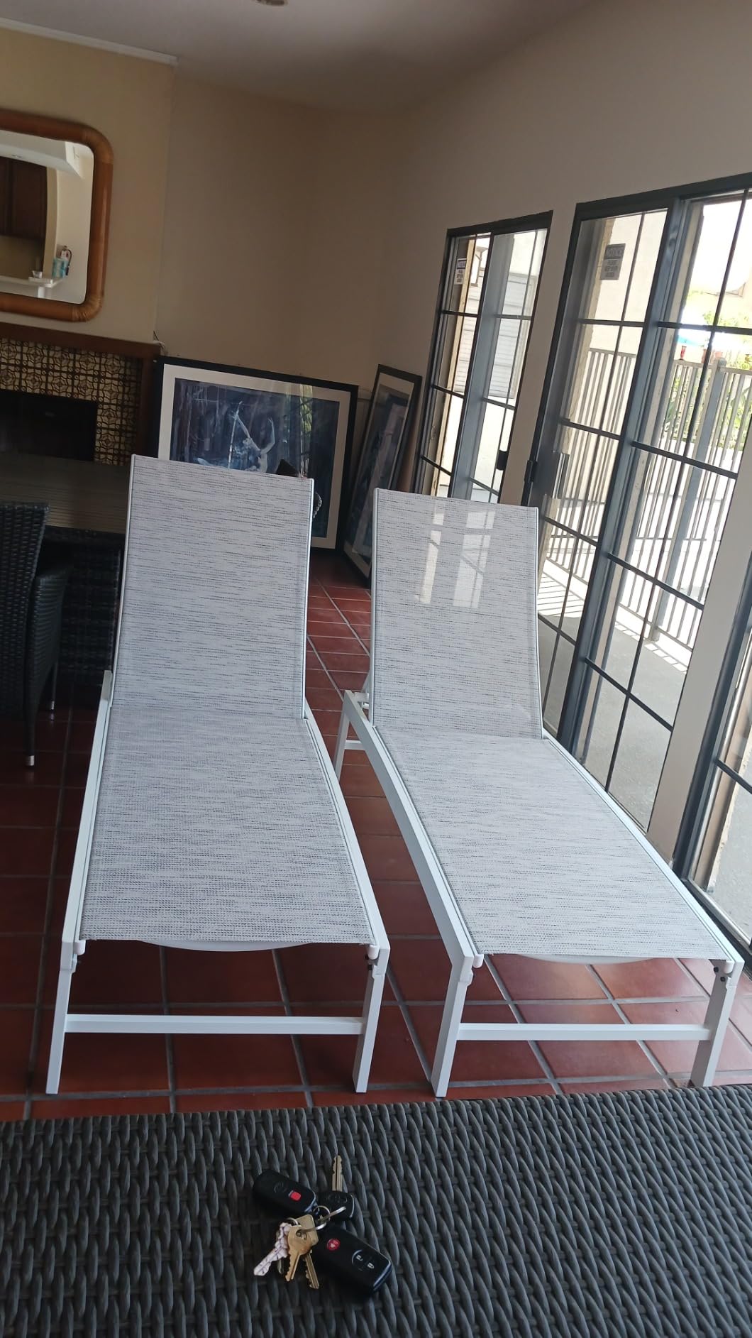 Crestlive Products Lounge Chair Outdoor Set of 2, Metal Pool Chaise Lounge Chairs, Adjustable Five-Position Tanning Recliner, All Weather for Patio, Beach, Yard, Pool (Beige) customer photo 2