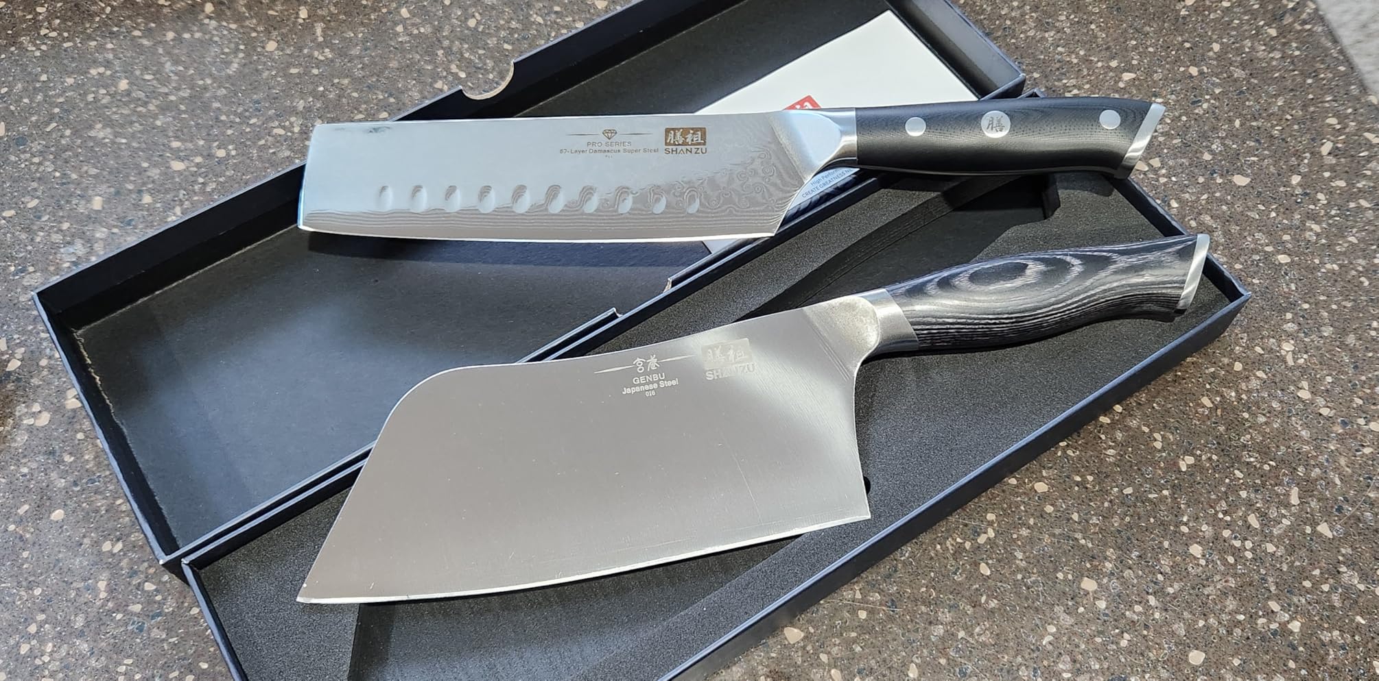 SHAN ZU Chef Knife, Damascus Professional Extra Sharp Kitchen Knife, Japanese High Carbon Super Steel Nakiri Knife with Ergonomic G10 Glass Fiber Handle customer photo 2