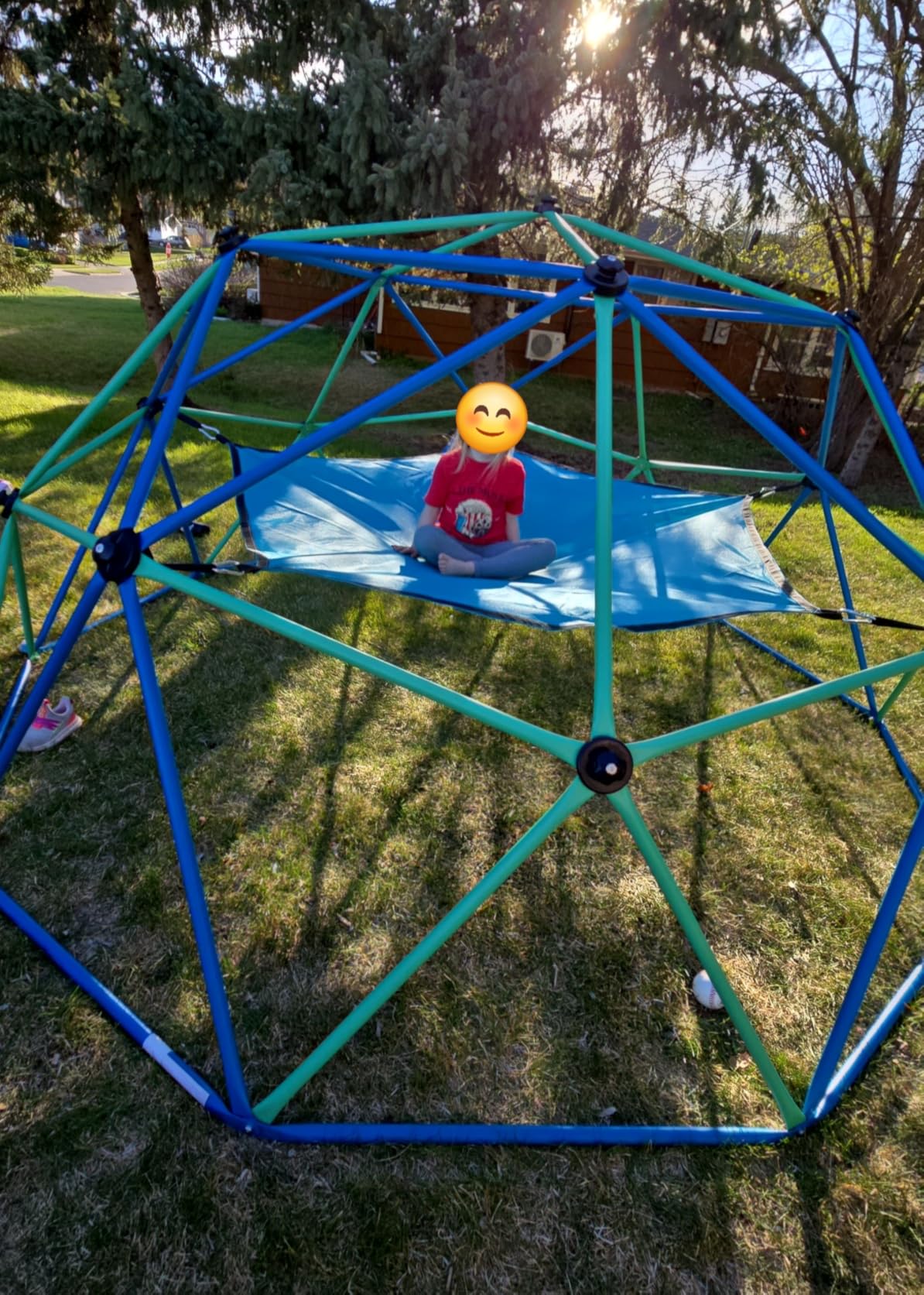 Zupapa 10FT Climbing Dome, Outdoor Jungle Gym for Kids with Climbing Grip - Geometric Dome Climber Supports 1000LBS (Blue, 10FT) customer photo 1