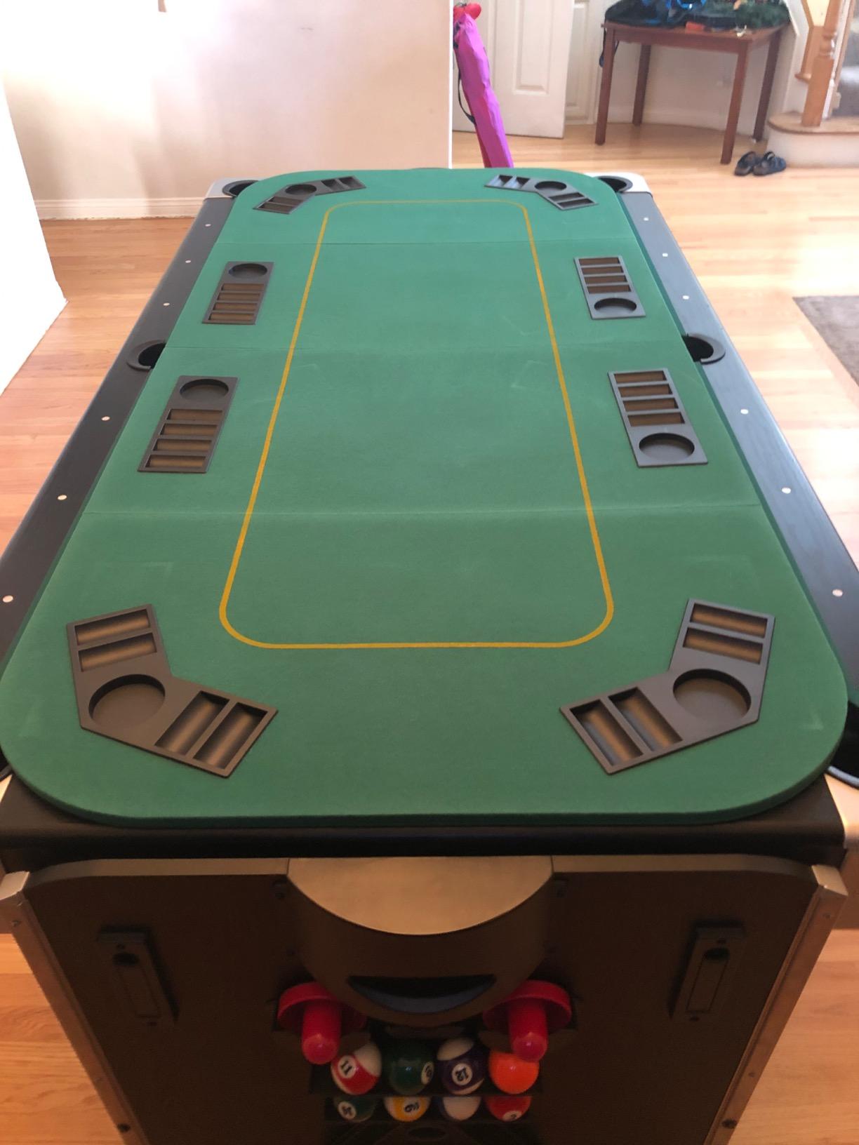 Giantex 79 x 36 Inch Poker Table Top, Foldable 8 Player Texas Holden Poker Table Topper w/Carry Bag, Cup Holders, Chip Trays, Portable Anti-Slip Blackjack Card Board Poker Mat Layout for Casino customer photo 1