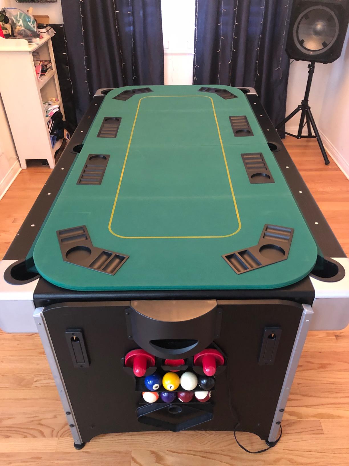 Giantex 79 x 36 Inch Poker Table Top, Foldable 8 Player Texas Holden Poker Table Topper w/Carry Bag, Cup Holders, Chip Trays, Portable Anti-Slip Blackjack Card Board Poker Mat Layout for Casino customer photo 2