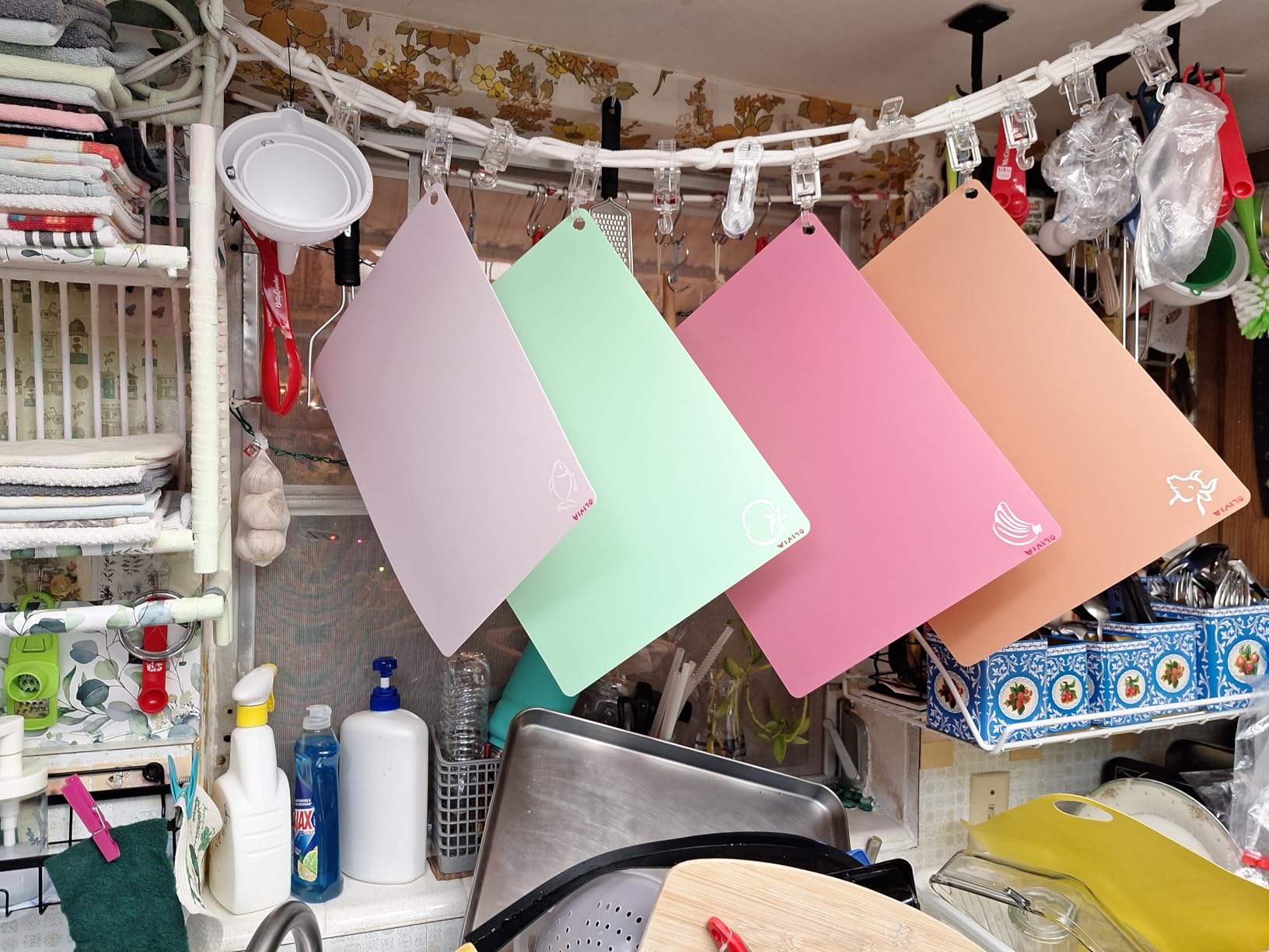 Extra Thick Flexible Plastic Cutting Board Mats, Set of 6 for Kitchen, BPA Free, Non-Slip Waffle Back, Dishwasher Safe Cutting Boards, Color Coded with Food Icons, 15x12 Inch - Cooler Kitchen customer photo 2