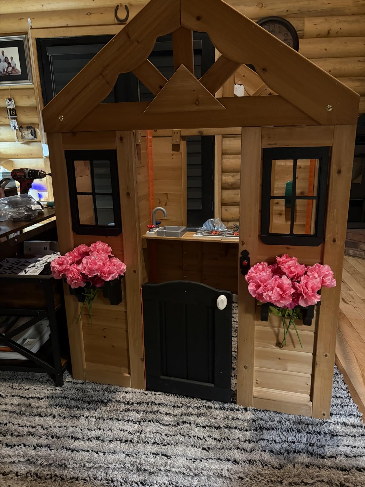 Backyard Discovery Sweetwater Cedar Wooden Kids Playhouse Cottage with Play Kitchen, Snack Bar, Half Door, Toy Phone, Windows, Flowerpot Holders, and Working Doorbell customer photo 1