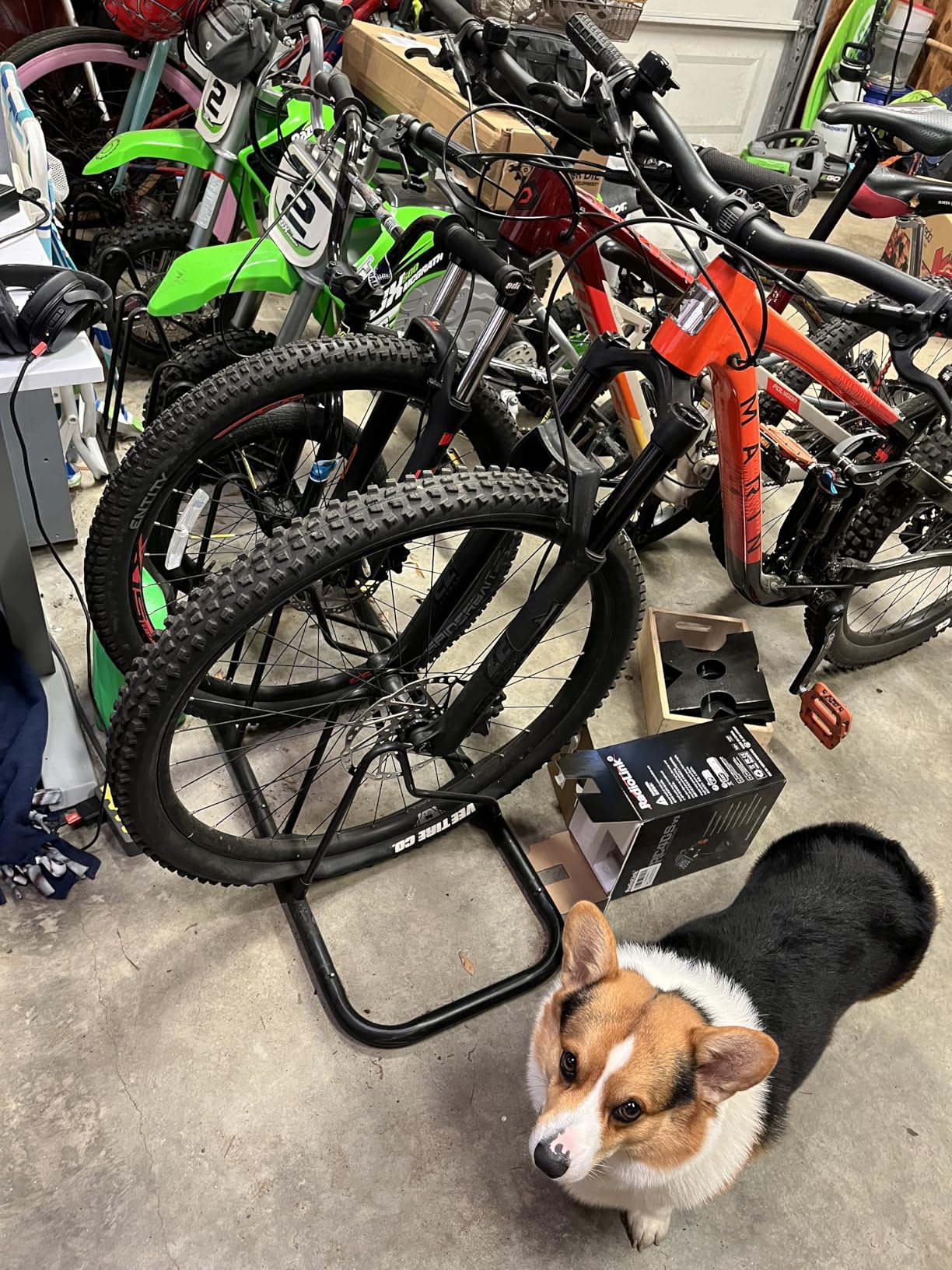 CyclingDeal Bicycle Floor Parking Rack Stand - for Mountain MTB Road Bike - Indoor Home Garage Storage - Classic 3 Bikes customer photo 2