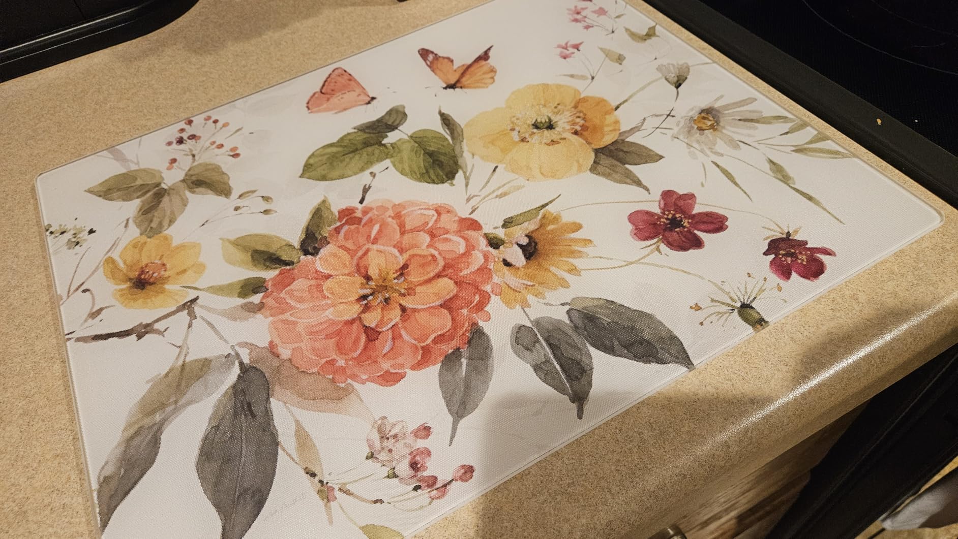 CounterArt Spring Meadow 3mm Tempered Glass Cutting Board 15