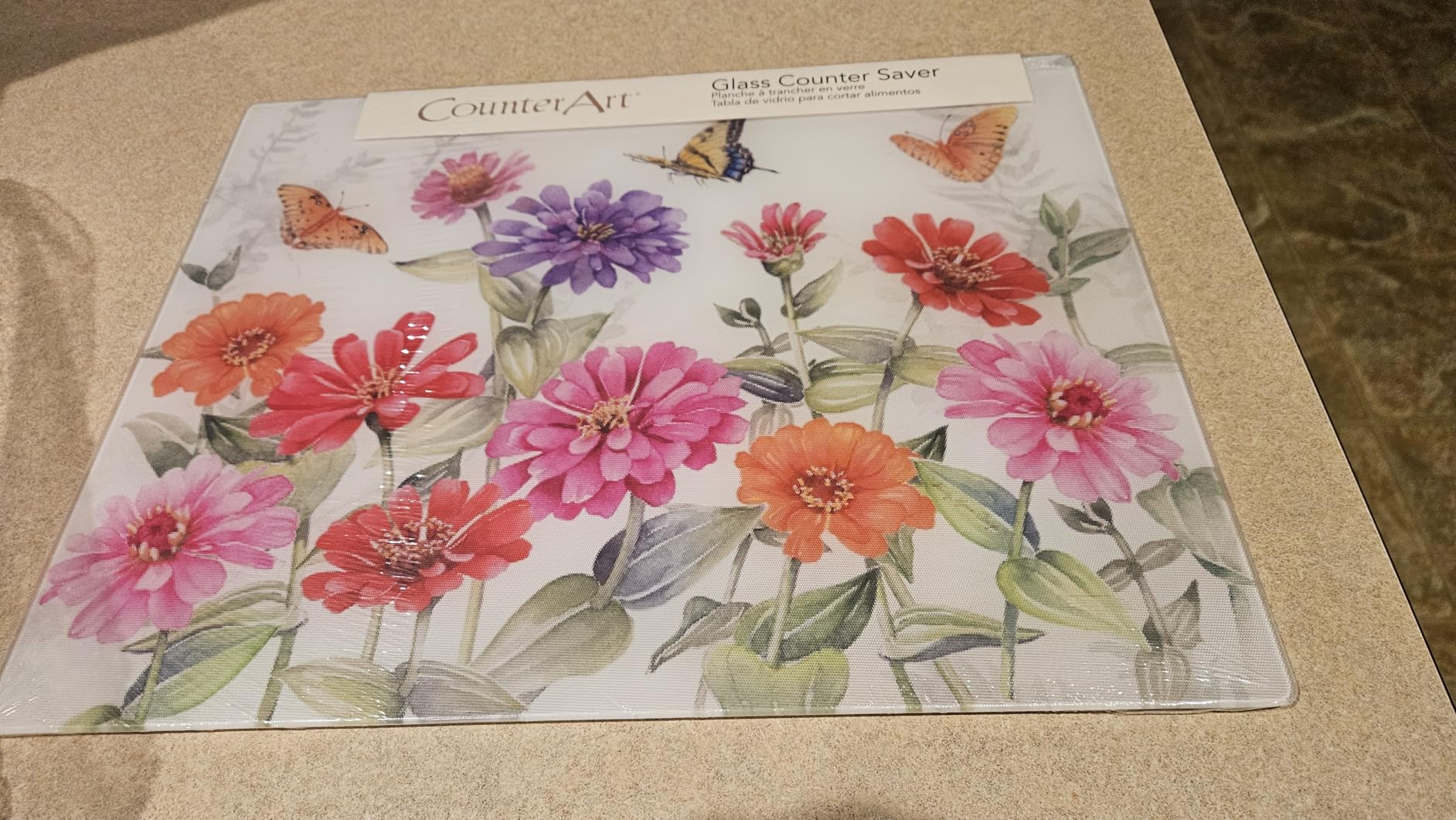 CounterArt Spring Meadow 3mm Tempered Glass Cutting Board 15