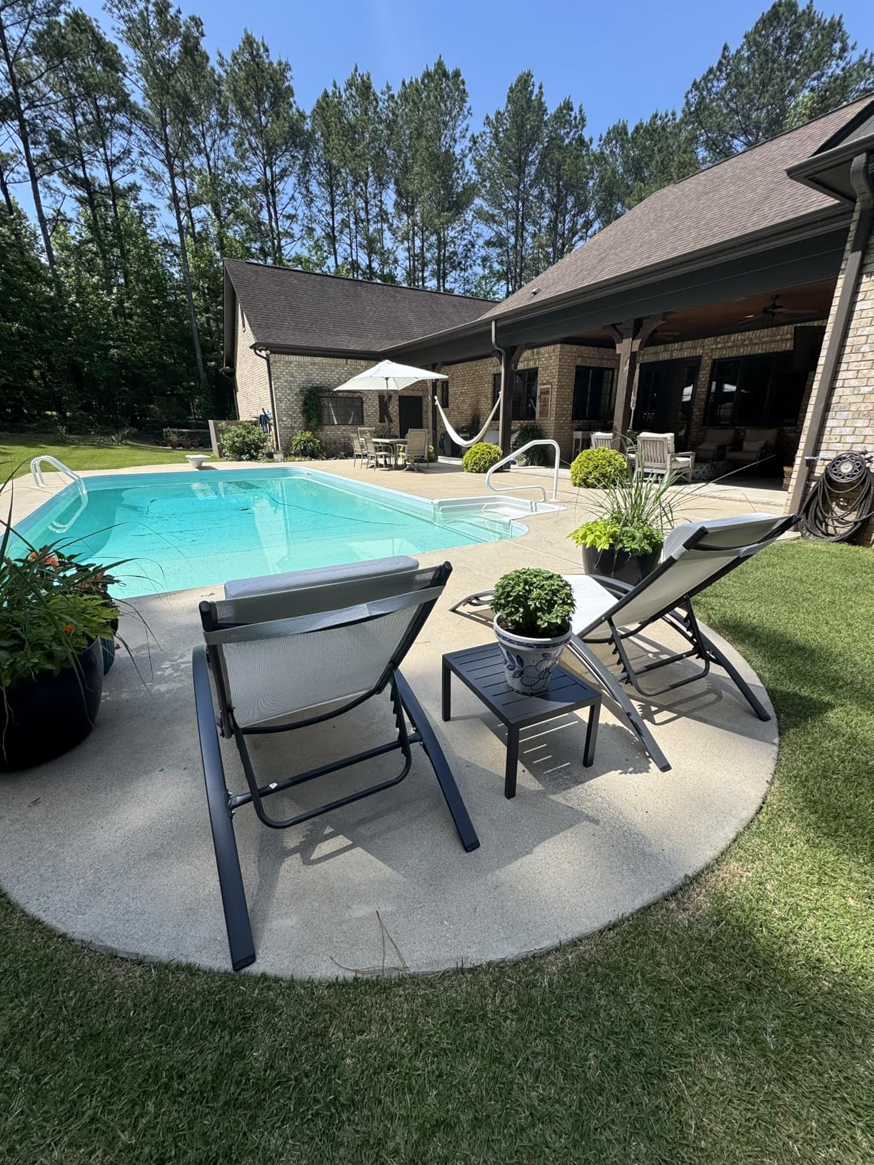 PURPLE LEAF Patio Chaise Lounge Set Outdoor Beach Pool Sunbathing Lawn Lounger Recliner Outside Tanning Chairs with Arm for All Weather Side Table Included Navy Blue customer photo 1