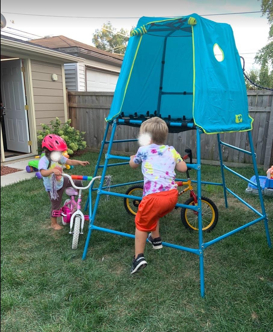 Explorer 2 Jungle Gym Climbing Set with Adjustable Steel Frame, Weather-Resistant Canopy & Platform, Outdoor Playset and Playground Equipment for Kids Ages 3-12, 220 lbs Capacity customer photo 2
