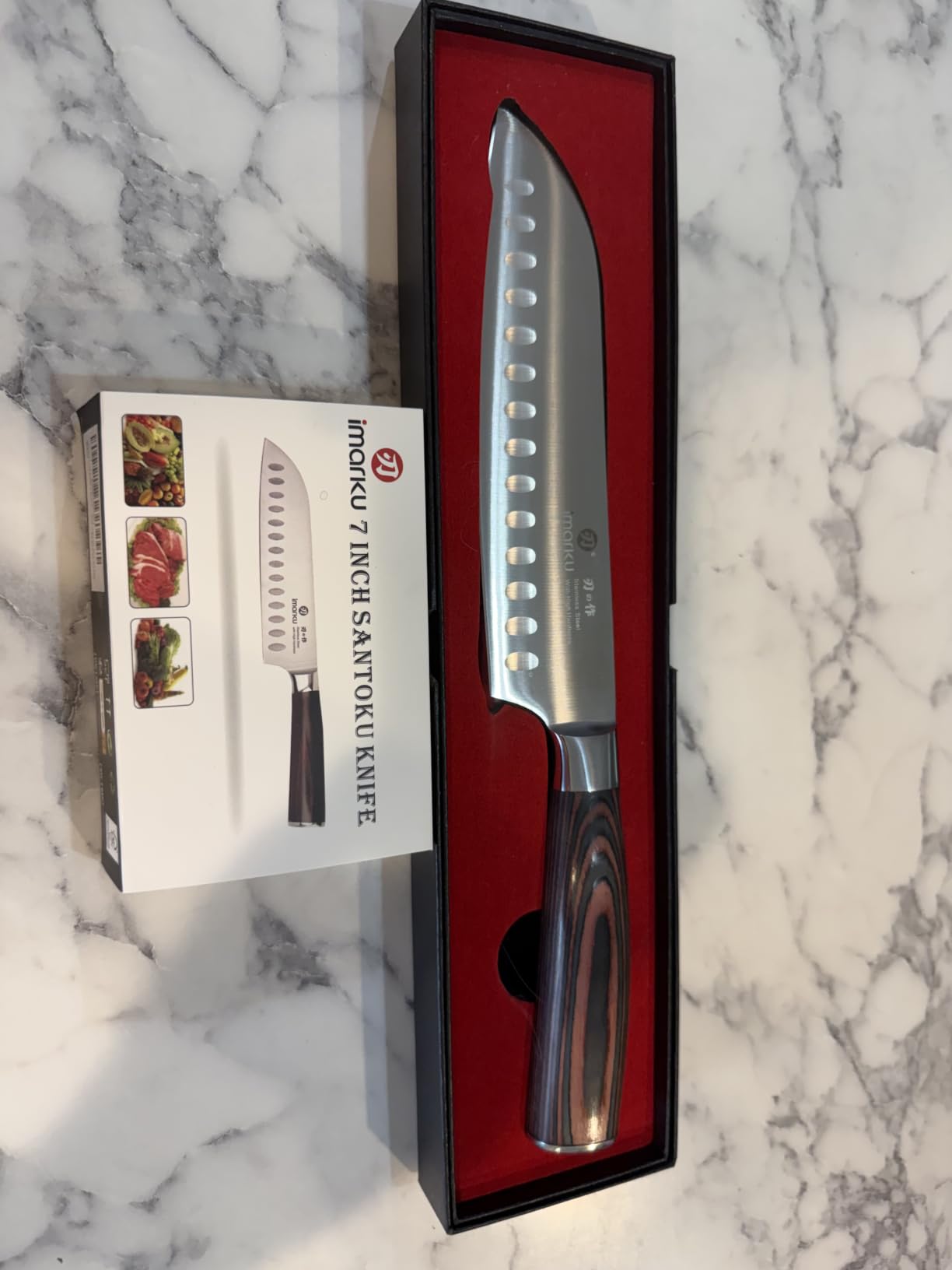 imarku Chef Knife 7 Inch Kitchen Knife Ultra Sharp Santoku Knife - High Carbon Japanese Chefs Knife, Kitchen Gadgets 2025, Apartment Essentials, Birthday Gifts for Him Her, Best Gifts for Women Men customer photo 1