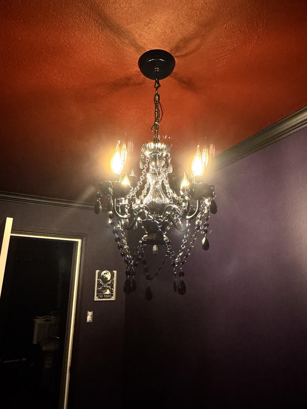 LaLuLa White Chandelier Mini Crystal Chandelier Lighting Hardwired Small Acrylic Chandelier 4 Light Modern Pendant Light Fixtures for Bedroom customer photo 1