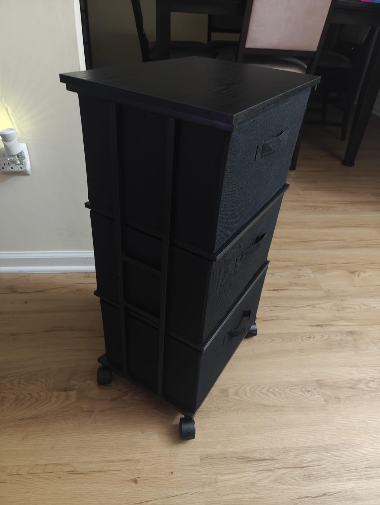 MAX Houser Dresser Storage with 3 Drawers, Fabric Dresser Tower, Vertical Storage Unit for Bedroom, Closet, Office, Black customer photo 2