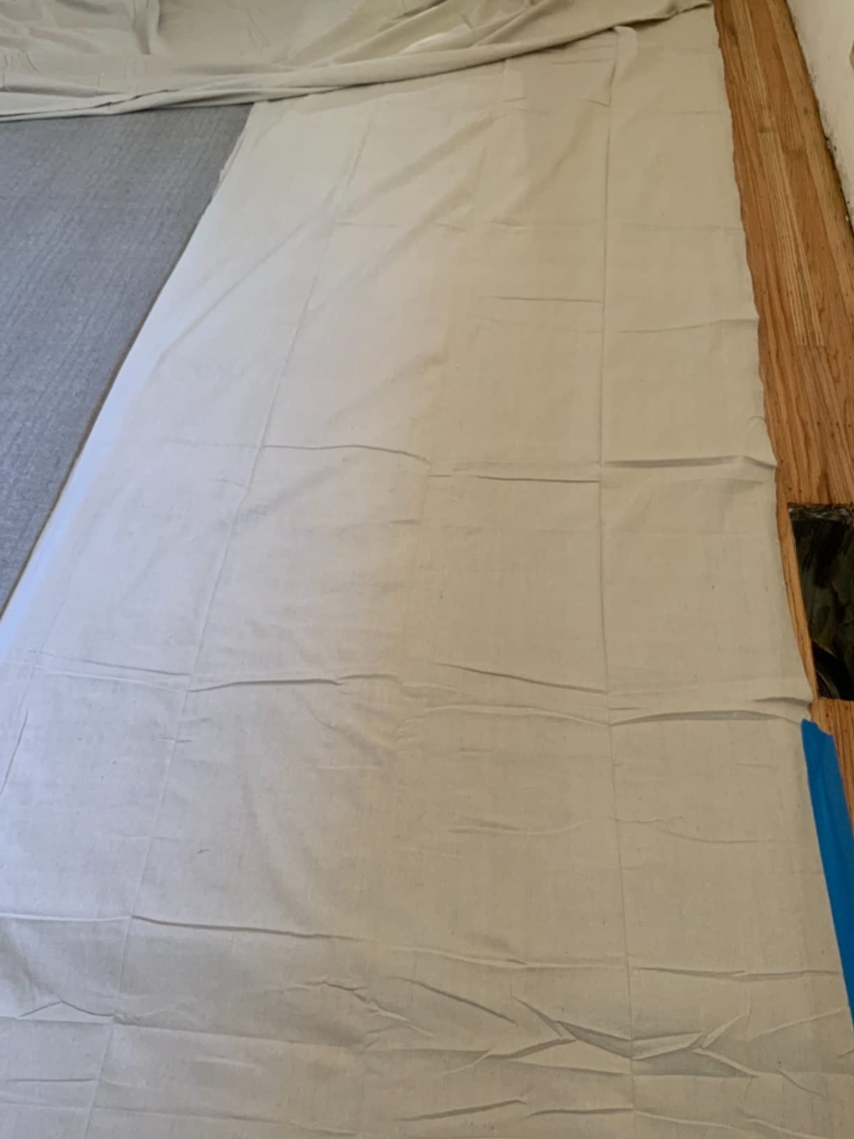 GREEN LIFESTYLE All Purpose Canvas Drop Cloths - Drop Cloth for Painting, Floor Cover, Heavy Duty Protection for Furniture & Surfaces, Reusable Painters Canvas Tarp for Renovation & Home (4x12) customer photo 2