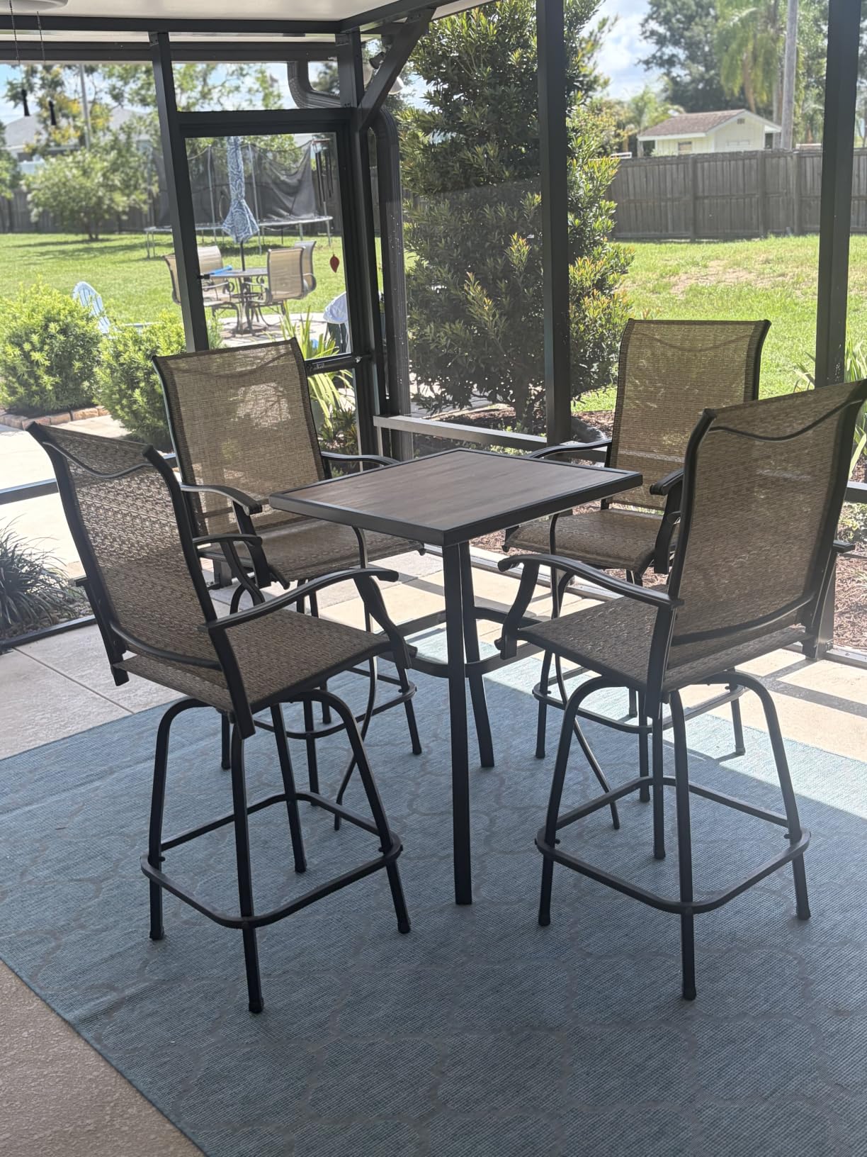 PHI VILLA Bar Height Outdoor Table, High Patio Table 27.5