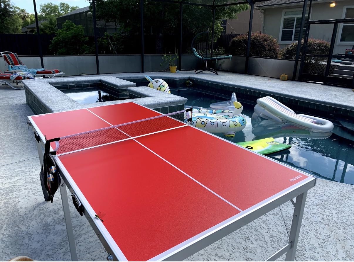 GoSports Mid-Size Table Tennis Game Set - Red or Blue - Indoor/Outdoor Portable Table Tennis Game with Net, 2 Table Tennis Paddles and 4 Balls customer photo 2