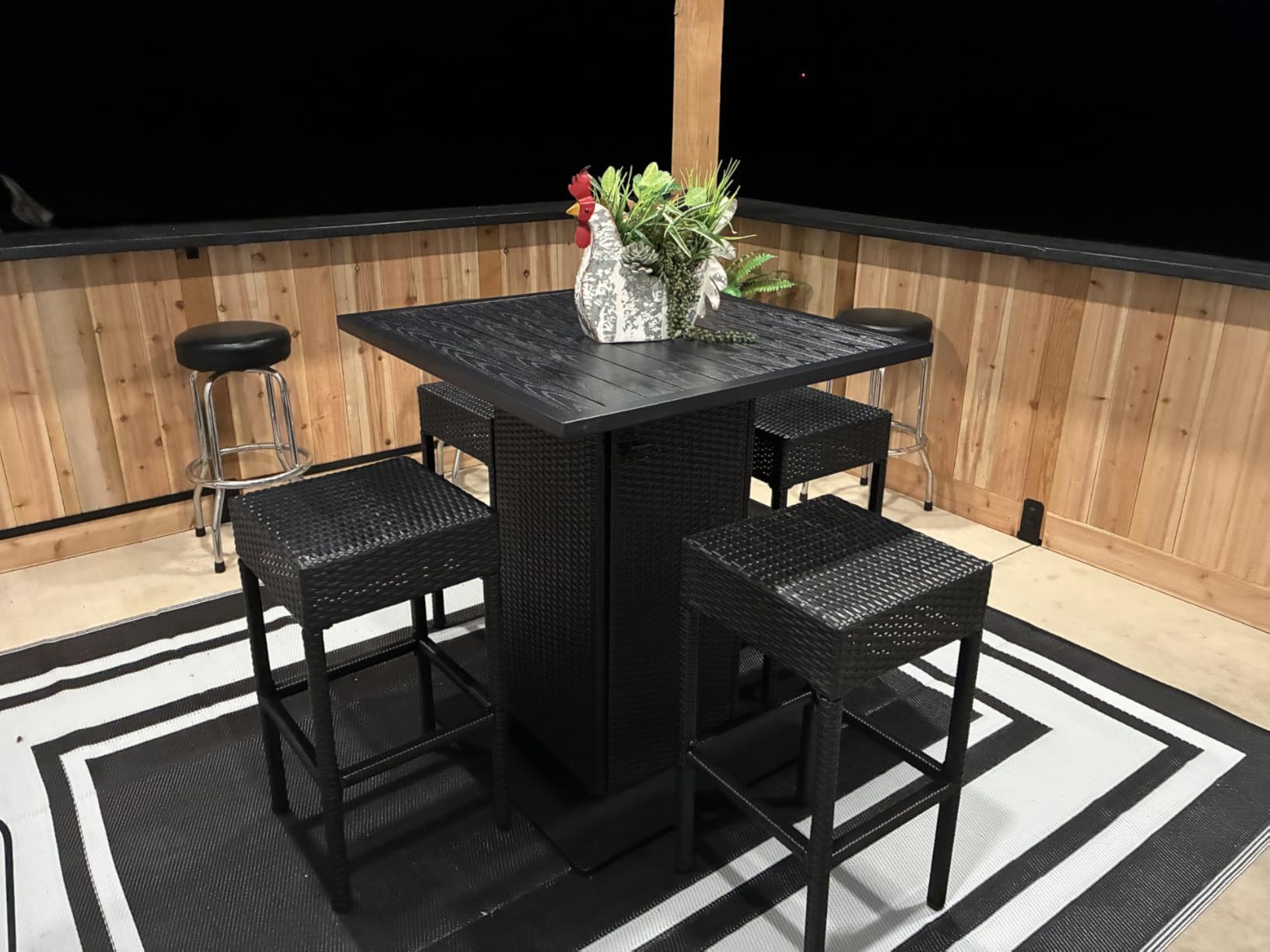 Best Choice Products 5-Piece Outdoor Wicker Bar Table Set for Patio, Poolside, Backyard w/Built-in Bottle Opener, Hidden Storage Shelf, Metal Tabletop, 4 Stools - Gray customer photo 2